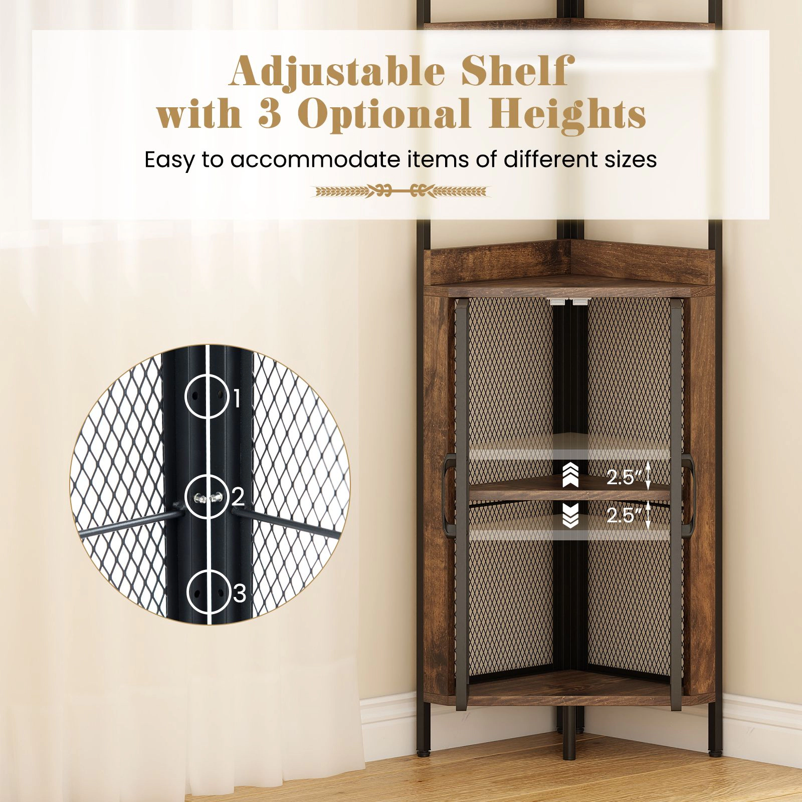 SlickBlue 6-Tier Corner Bookshelf with Storage Cabinet and Open Shelves