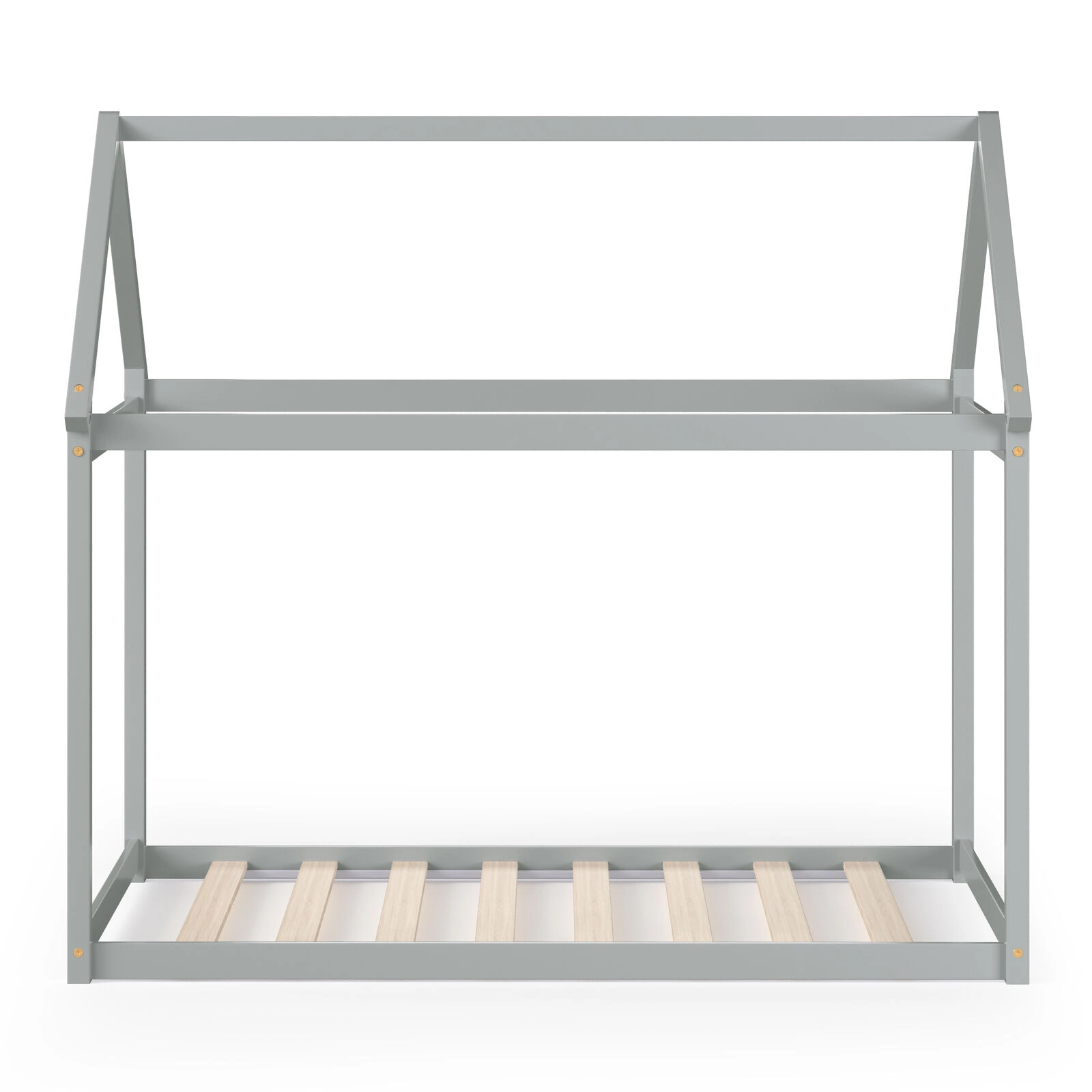 LJG Stable Kids Platform Floor Bed with Roof and Heavy-Duty Slats