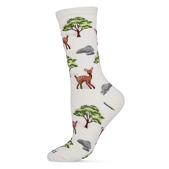 MeMoi Oh Deer Bamboo Blend Crew Socks