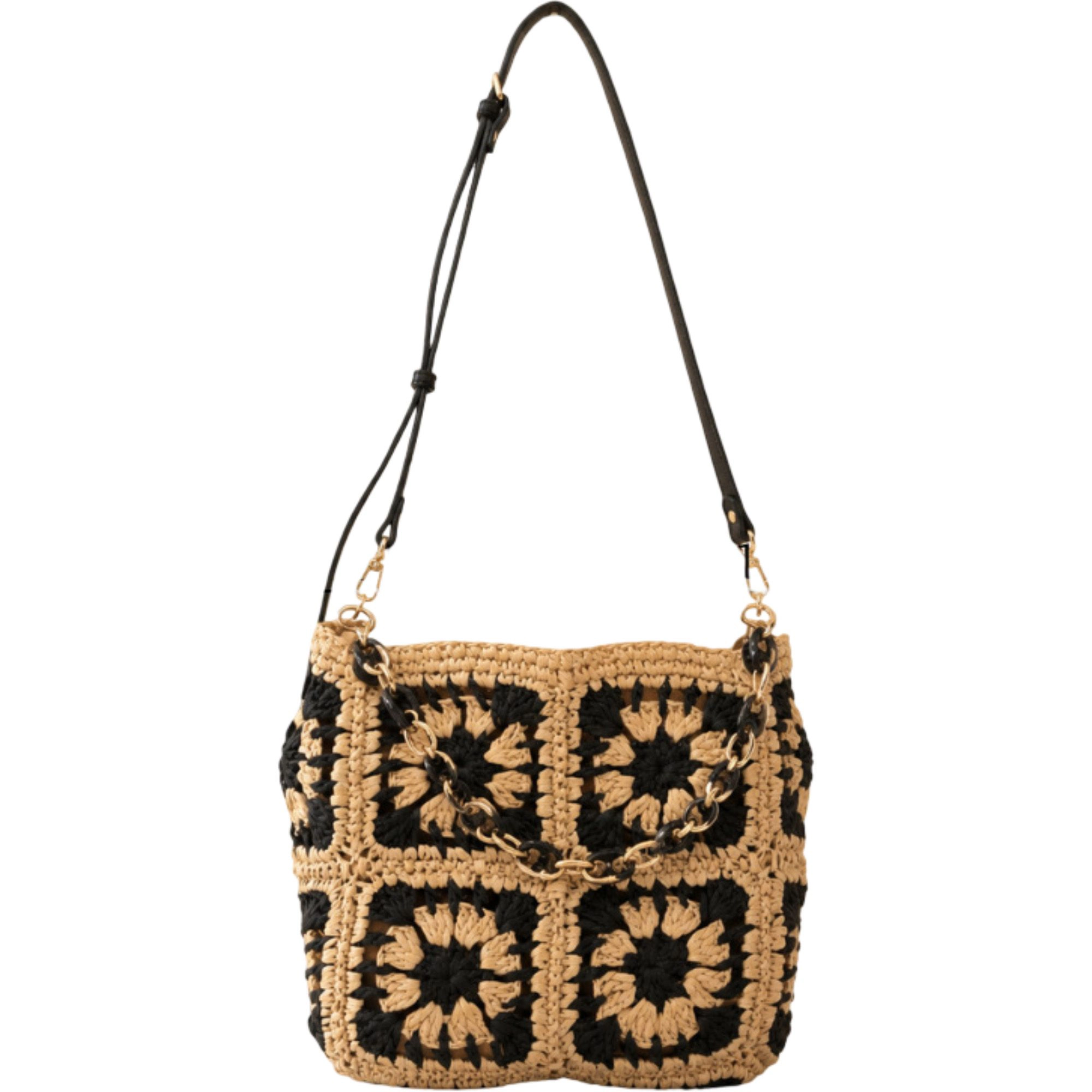 Alilang Women's Handcrafted Straw Shoulder Bag with Adjustable Strap and Inner Pocket