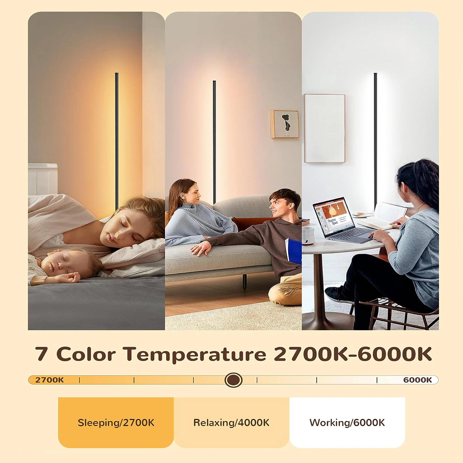 EP Light 55" RGBCW Metal Corner Lamp LED Floor Lamp