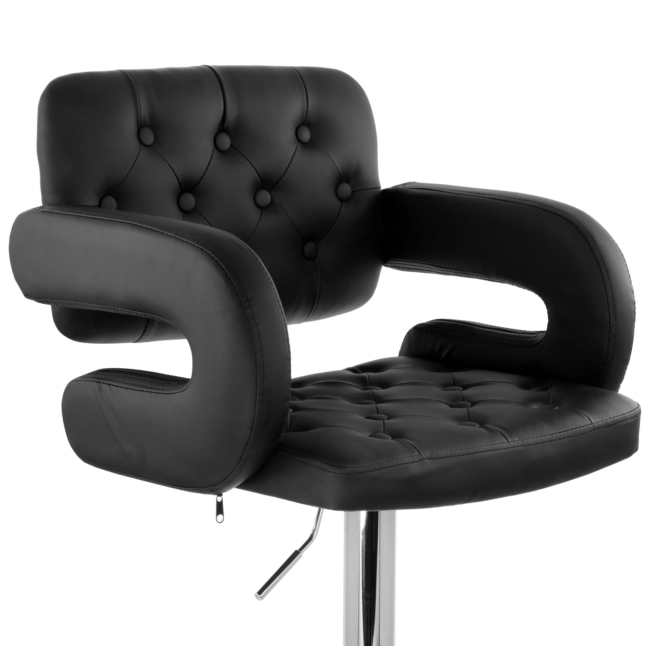 Elama Faux Leather Tufted Bar Stool in with Chrome Base and Adjustable Height