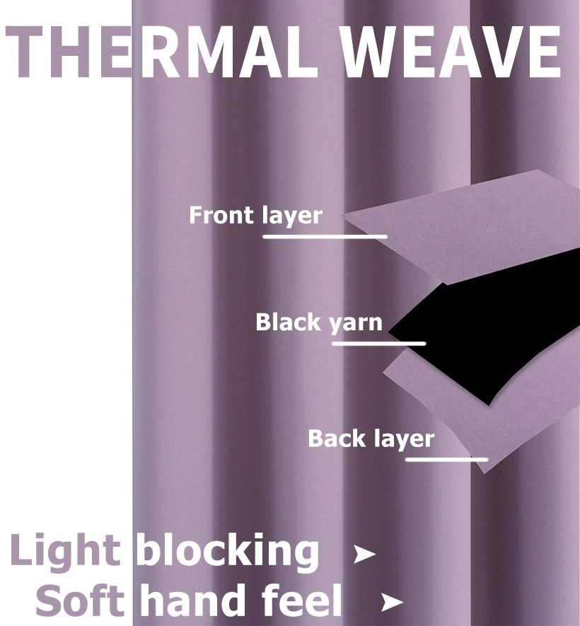Kate Aurora 2 Piece 100% Hotel Thermal Blackout Lavender Grommet Top Curtain Panels