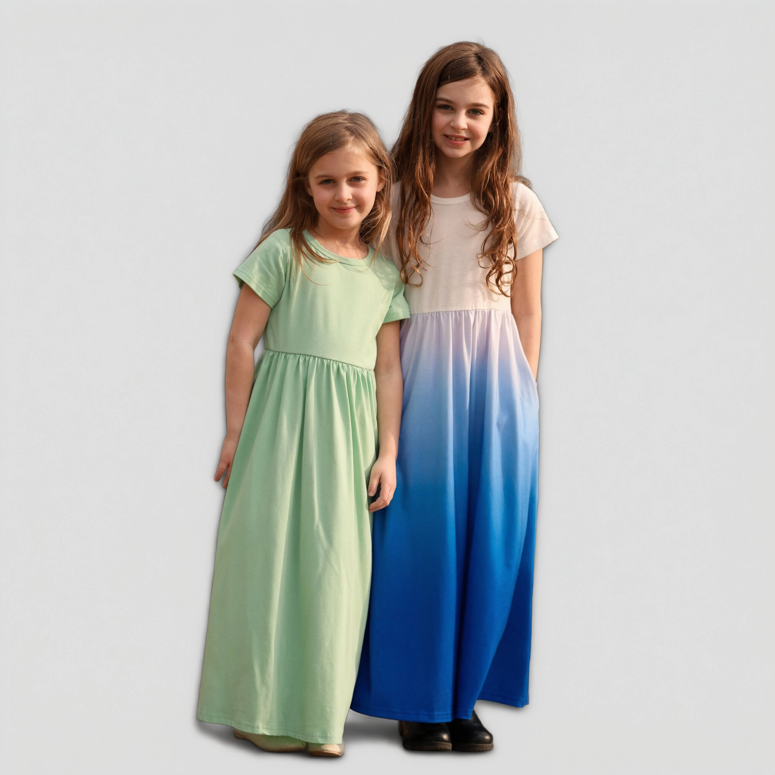 Arshiner Girls Maxi Dress Longshort Sleeve Casual Holiday Dress With Pockets