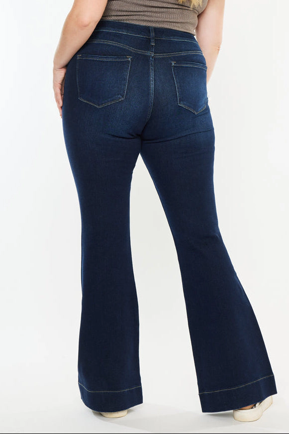 Kancan Women's Plus High Rise Flare Jeans Nancy