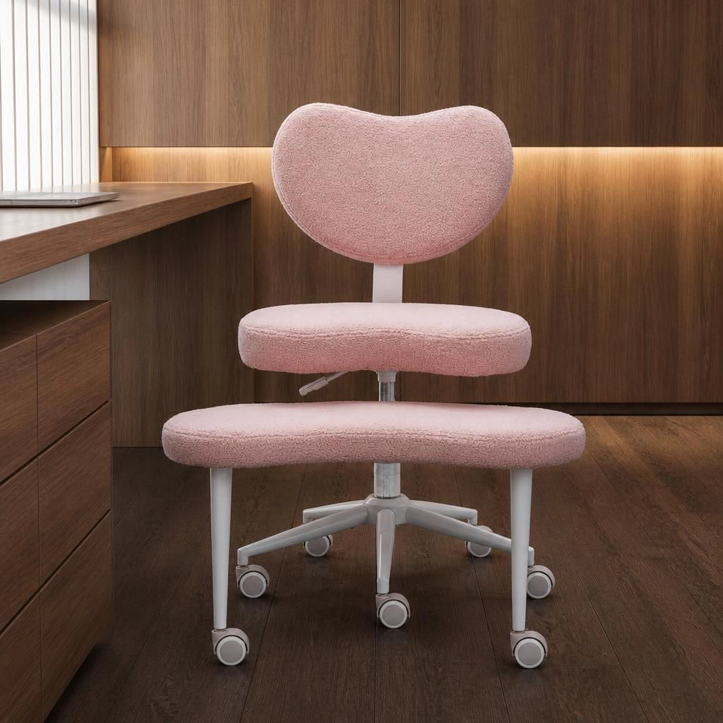 GOODSILO Soft Plush Upholstered Ergonomic Rolling Office Chair