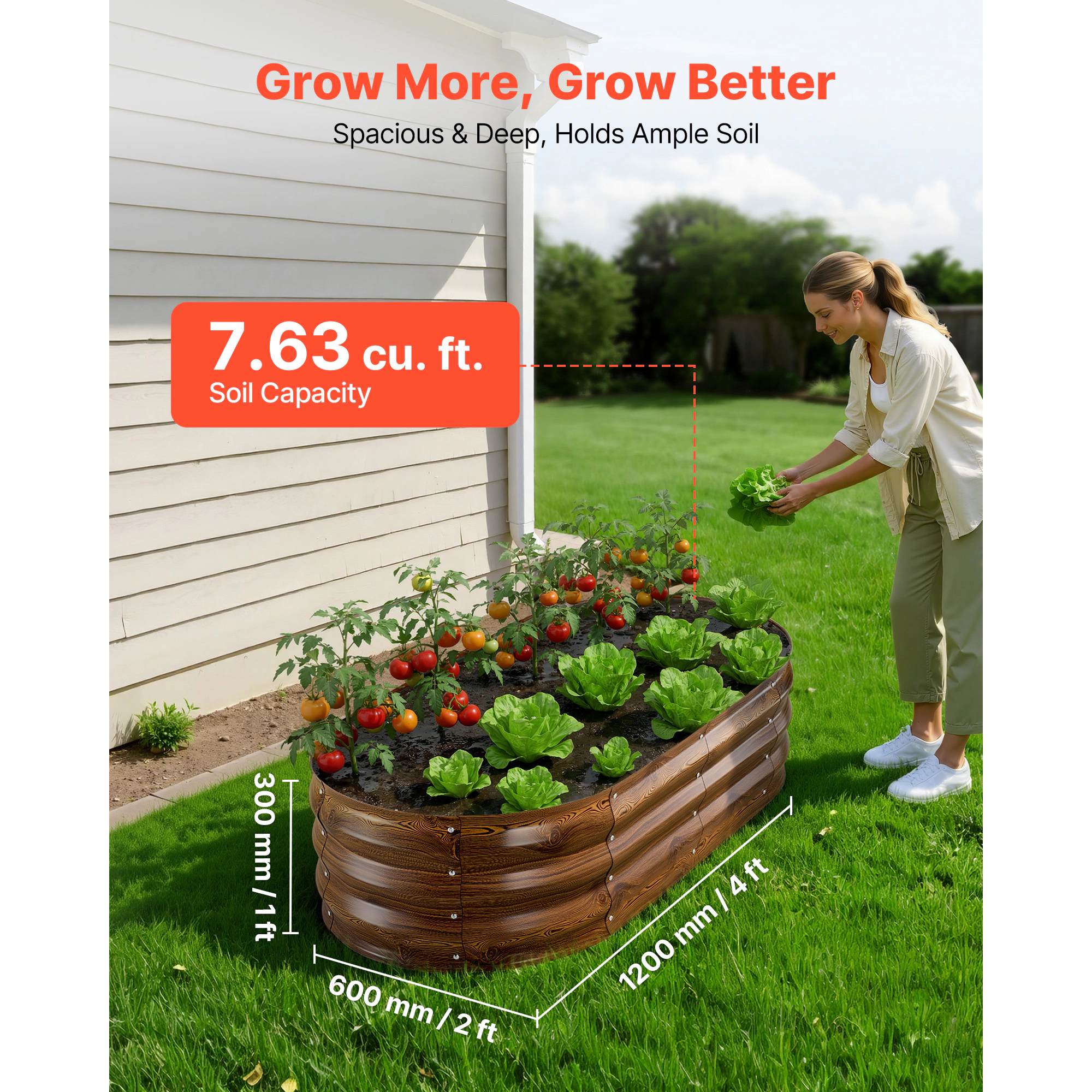 HONGGE Metal Raised Garden Outdoor Galvanized Planter Garden Planter Raised for Vegetables Flowers