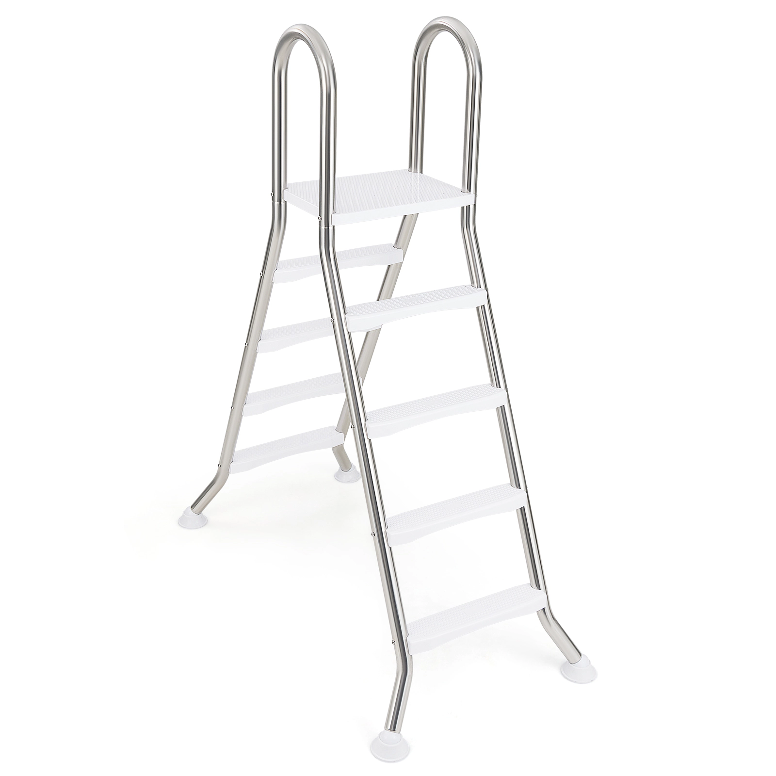 SUGIFT Silver 4-Step Above Ground Pool Ladder with Non-Slip Pedals for 55-in Wall 75.6-in H 265-lb User Capacity