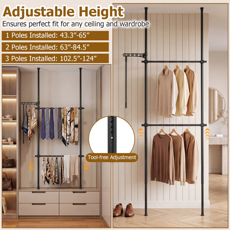 Hivvago Floor to Ceiling Clothing Rack with Adjustable Height