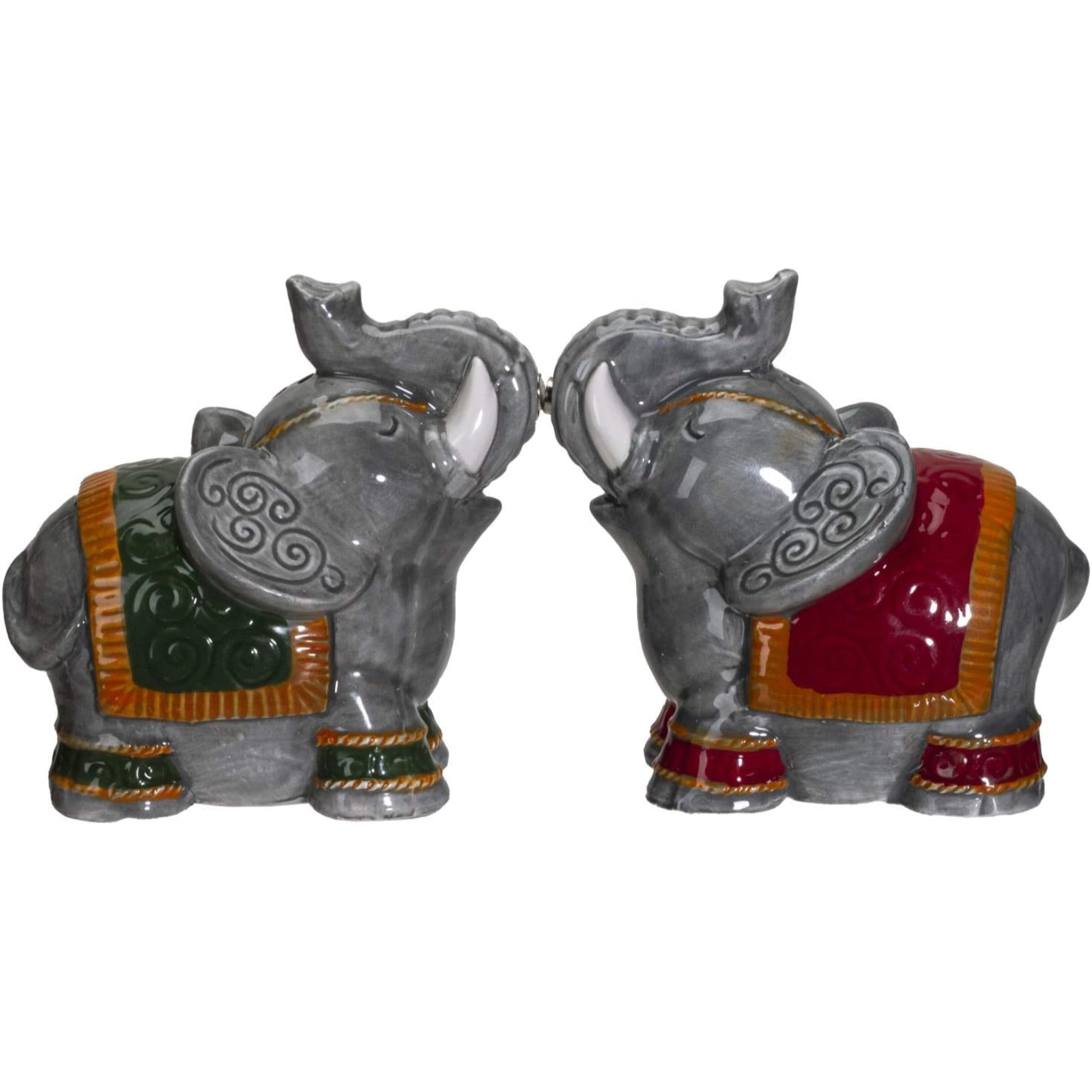 Pacific Giftware Raja Elephants Ceramic Magnetic Salt and Pepper Shakers Set