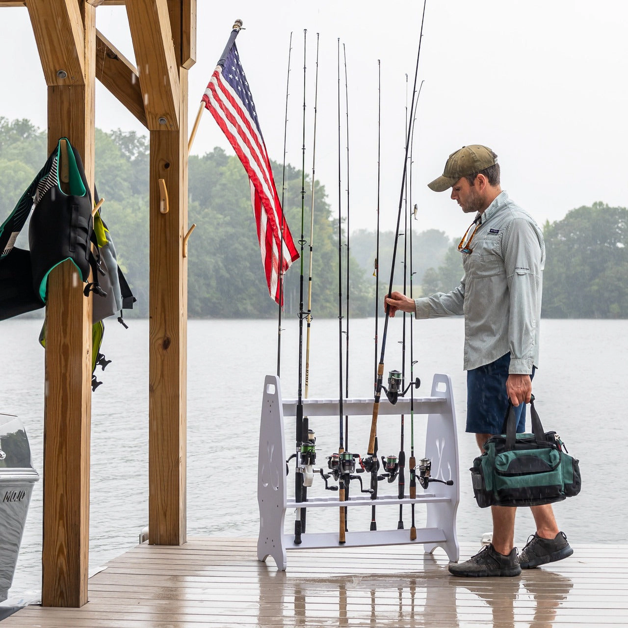 StoreYour Marlin Fishing Rod Storage Stand, Holds up to 24 Rods