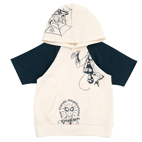 Marvel Spider-Man Boys' 2-Piece French Terry Hooded Tee and Shorts Set