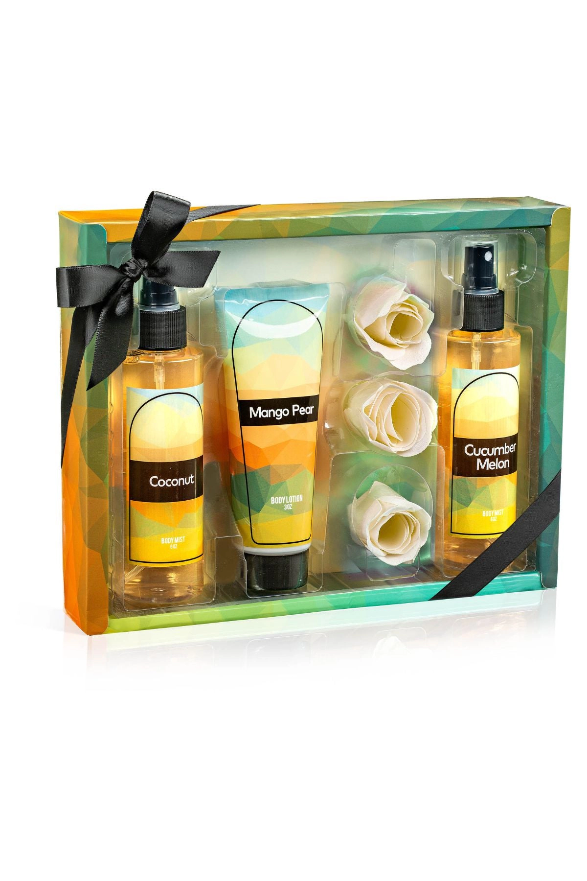 Freida and Joe  Women Tropical Coconut, Cucumber, Mango Pear Body Splash Set Valentine's Gift
