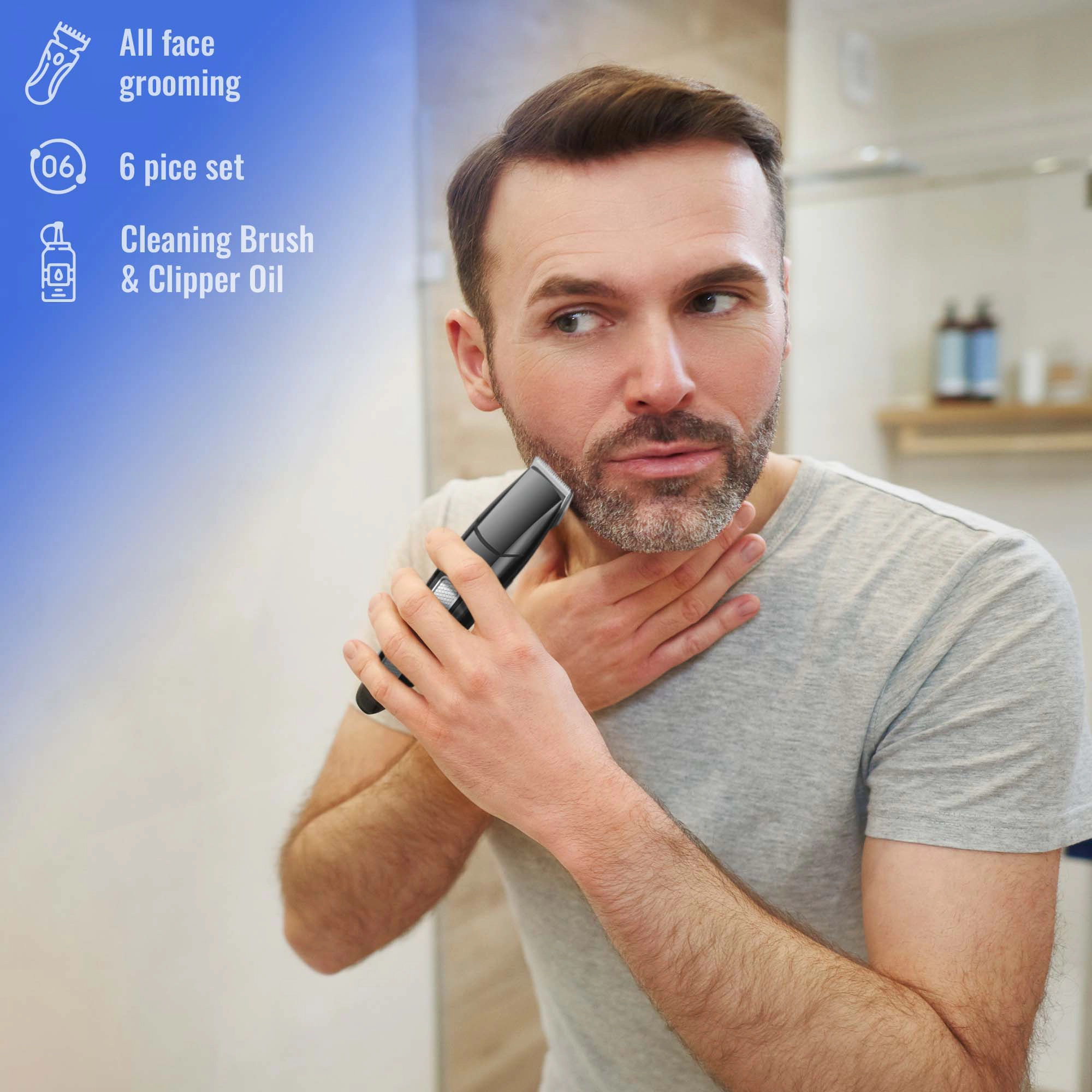 Pursonic Mario Lopez Men's Grooming Bundle: 10-Piece Hair & Beard Trimming Kit & Beard Care Set