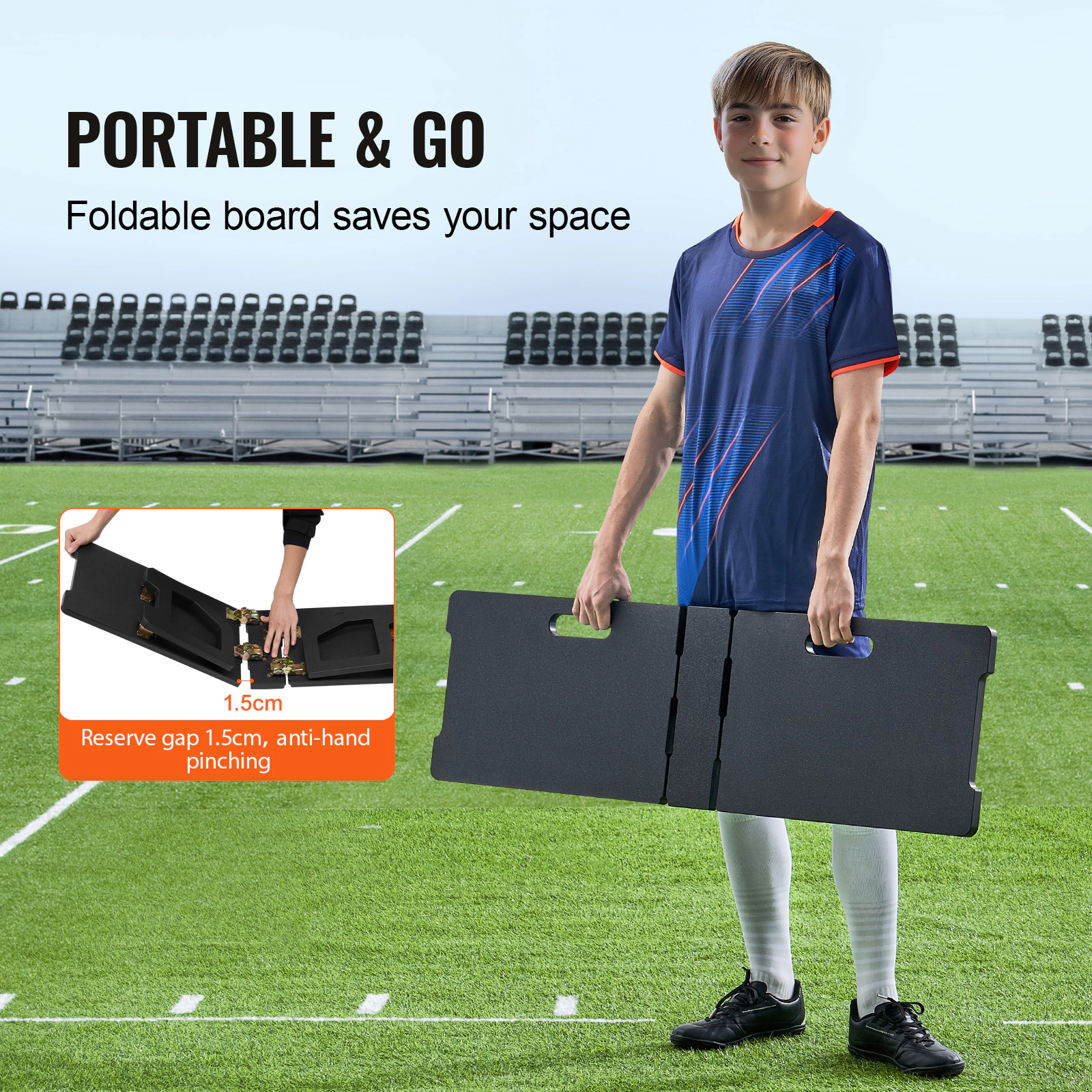 HONGGE Soccer Rebounder Board Portable Soccer Wall with 2 Angles Rebound Foldable HDPE Kickback Rebound Board Soccer