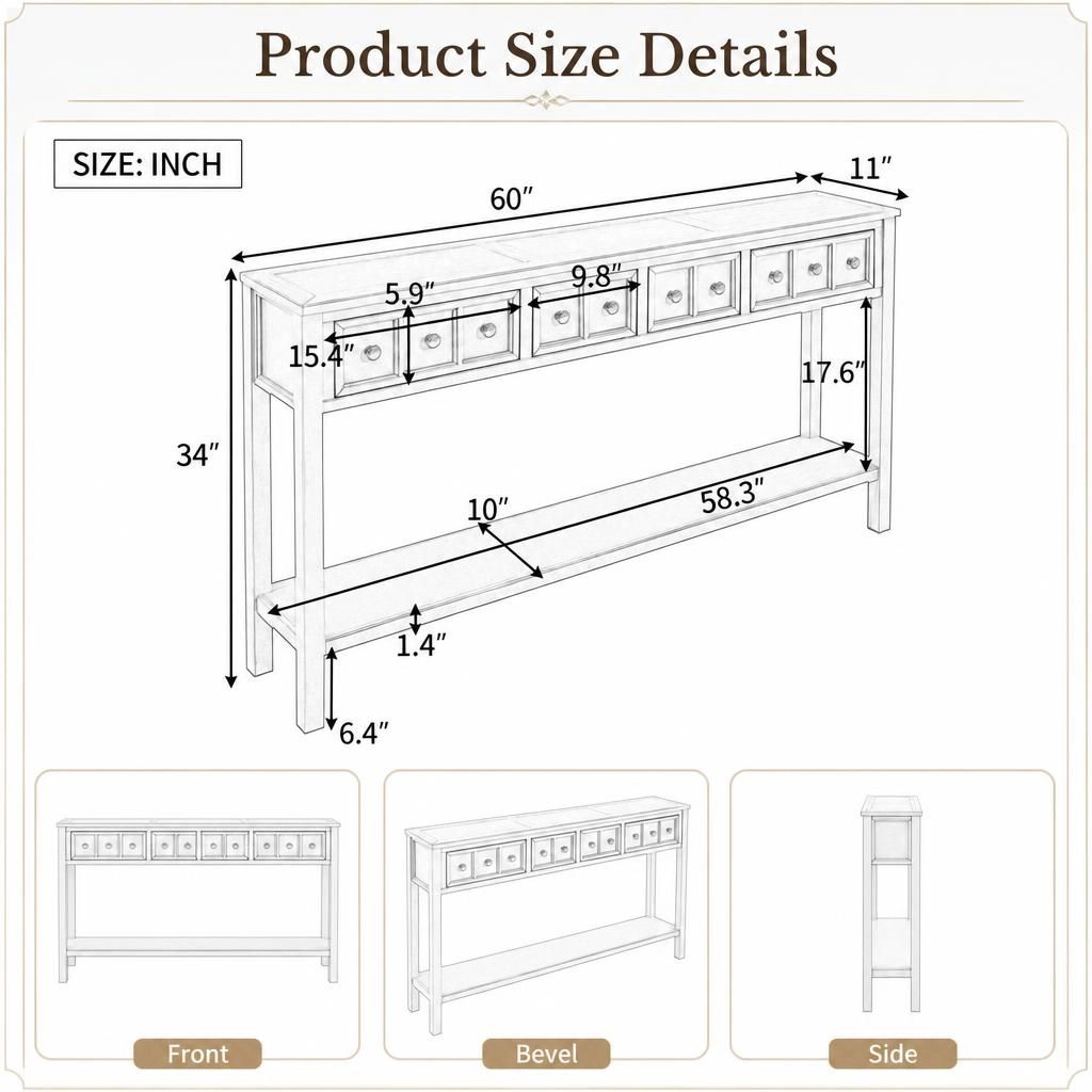 GOODSILO Narrow Solid Wood Long Console Table