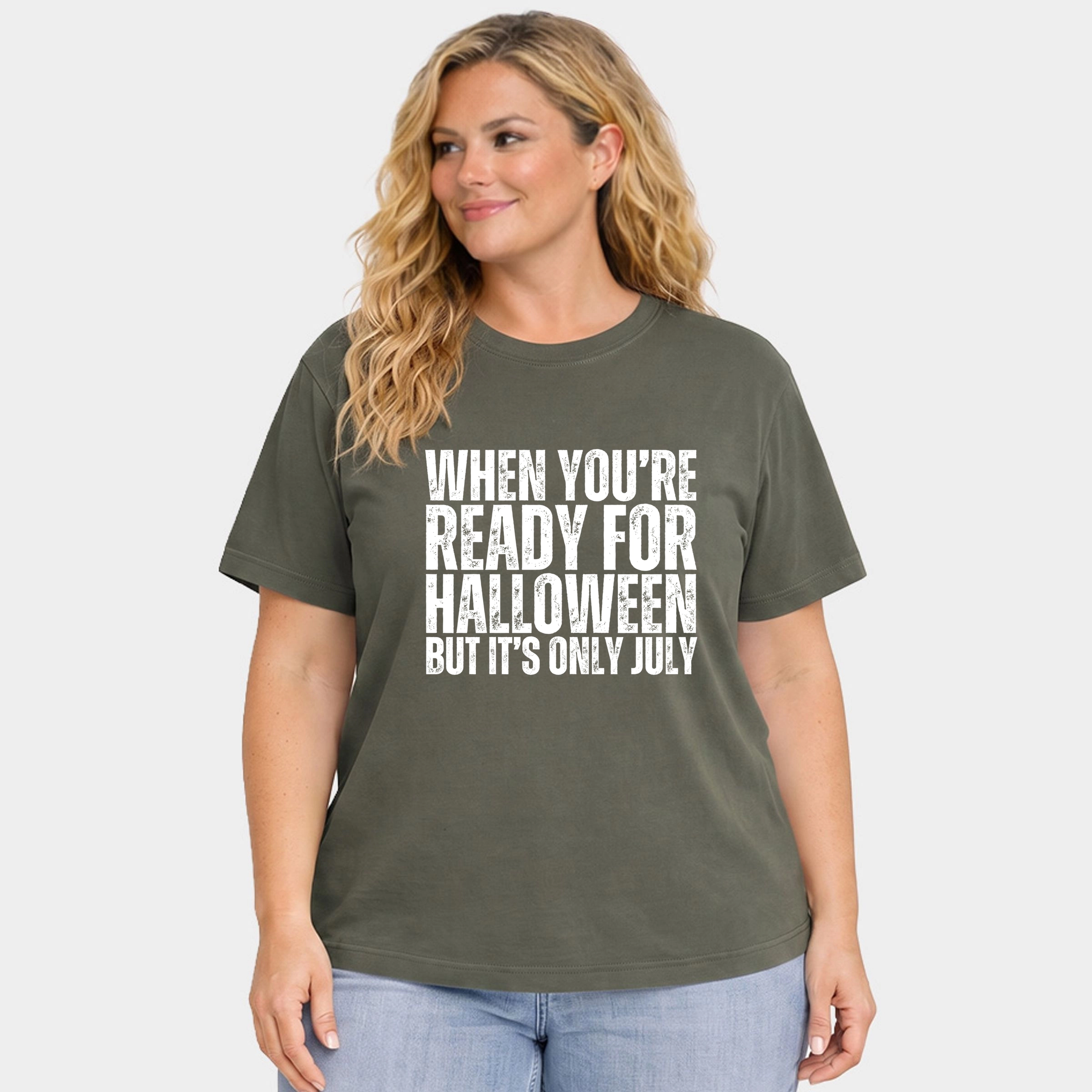 Simply Sage Market - Women's Plus Sized Garment Dyed Graphic T-Shirt When You're Ready For Halloween