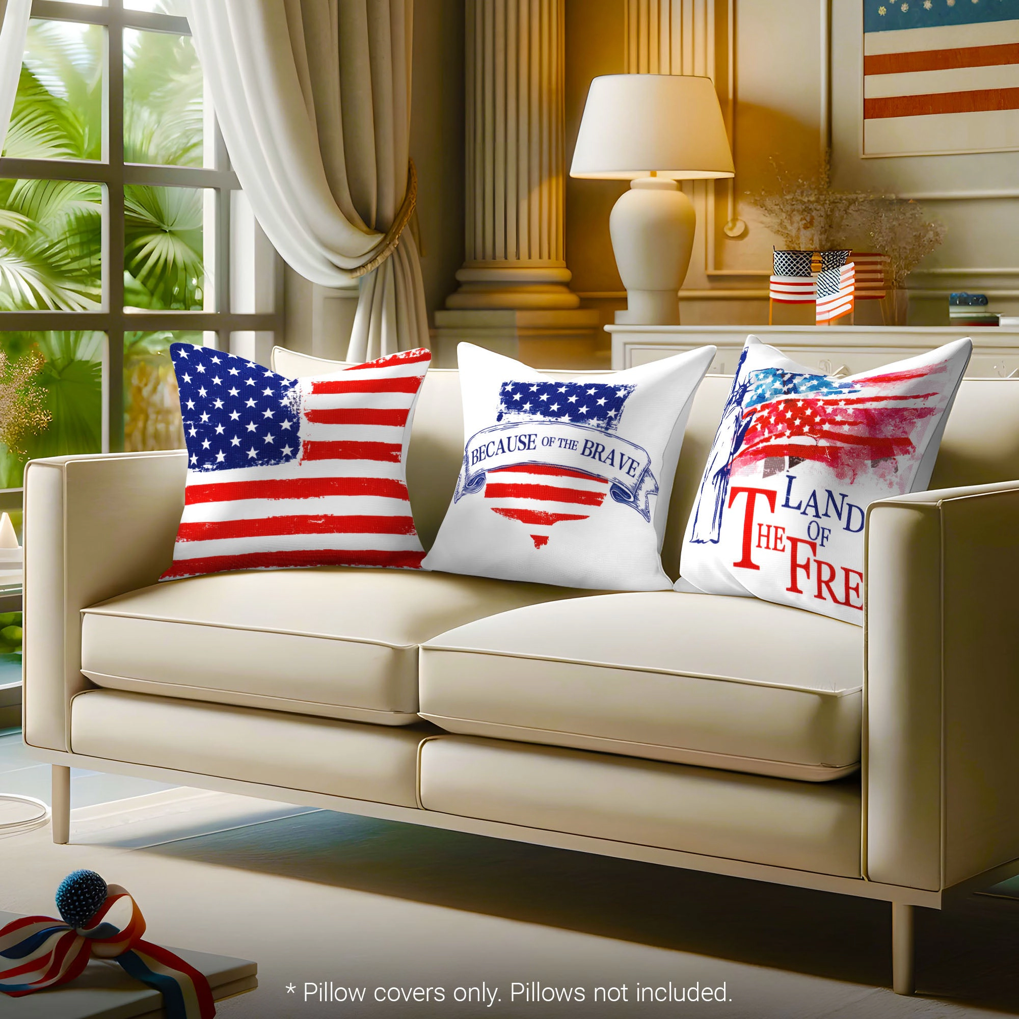 G128 Patriotic Land of Free Decorative Throw Pillow Covers