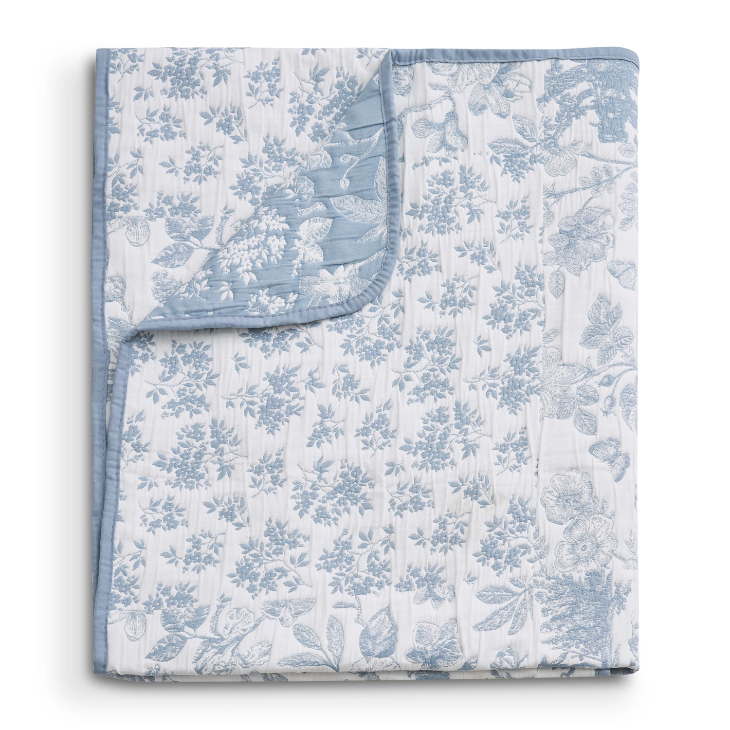 Greenland Home Fashion Toile Patch 100% Jacquard Woven Polyester Reversible Accessory Throw Blanket 50" x 60" Blue