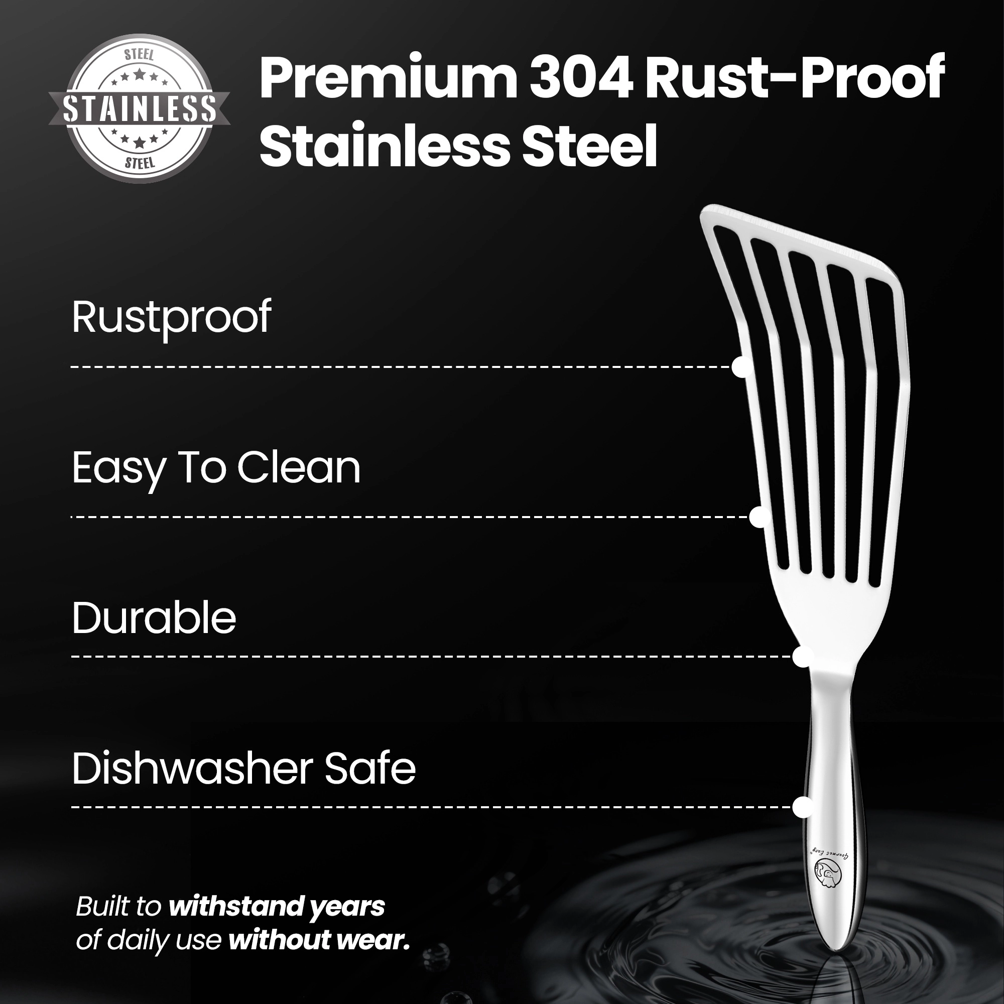 Gourmet Easy Stainless Steel Fish Spatula Set – 1 Large + 1 Small Metal Spatula