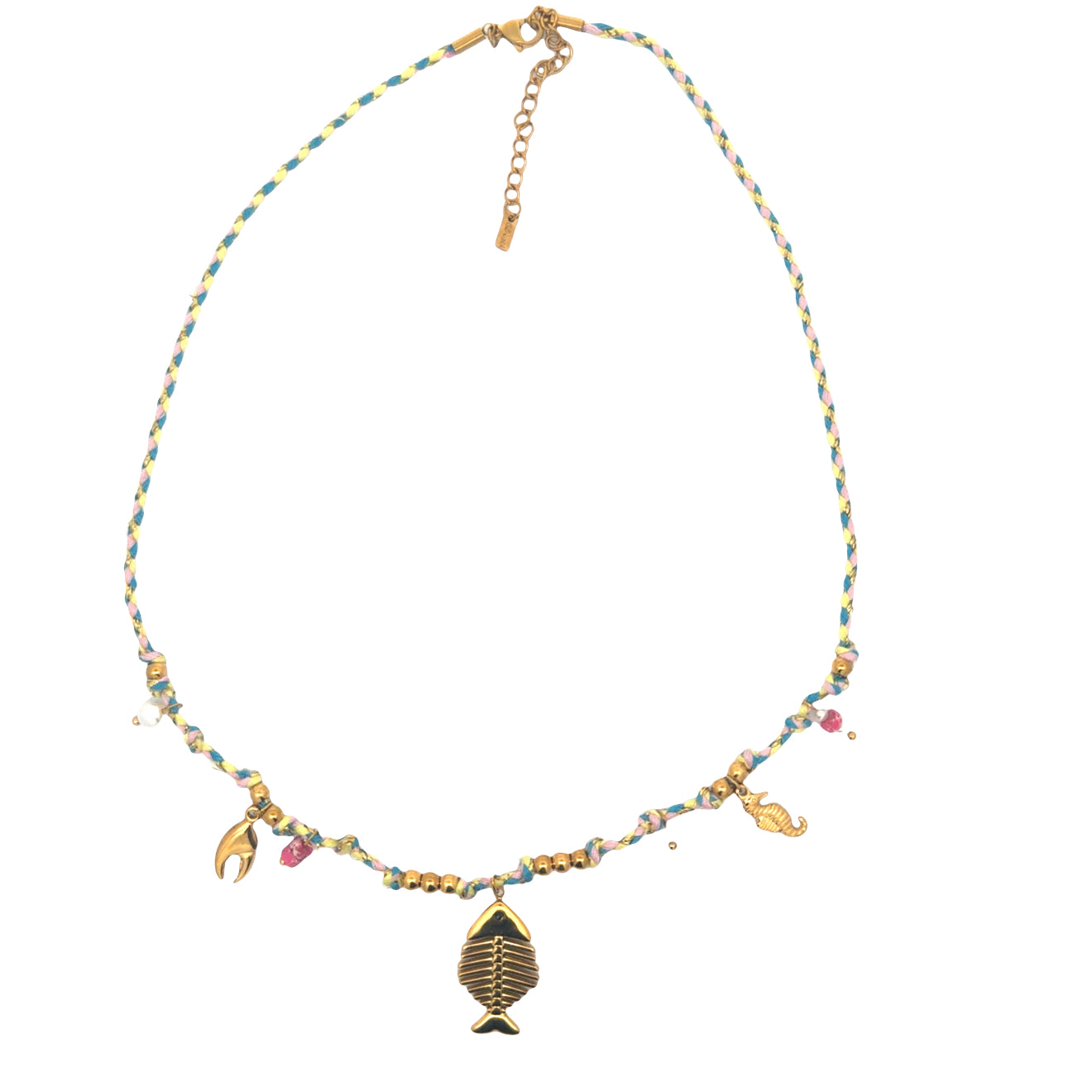 Gemini Jewelry Nautical Charm Faux Pearl Station Necklace