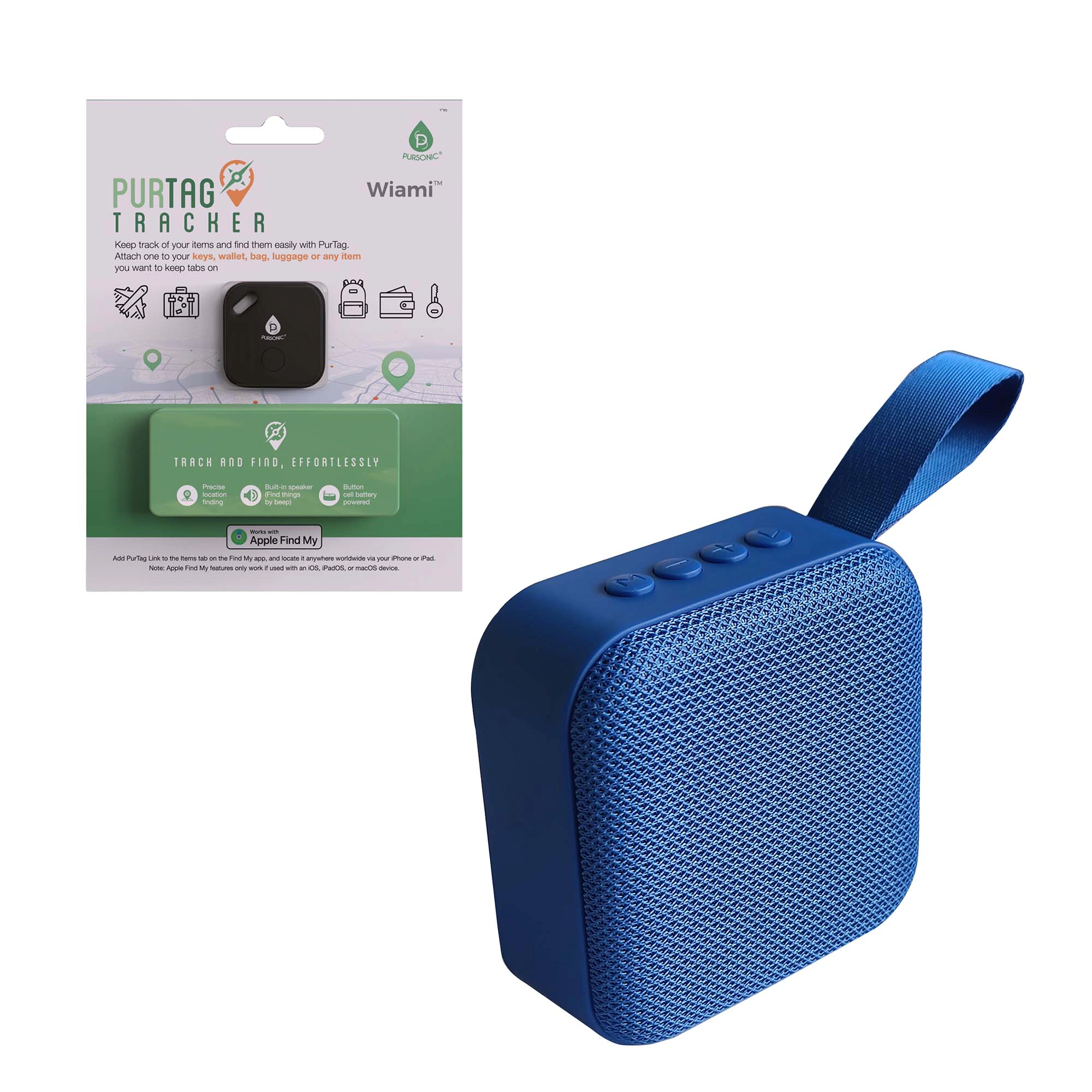 Pursonic Unisex Portable Wireless Speaker & Smart Tracker On-the-Go Essentials Bundle