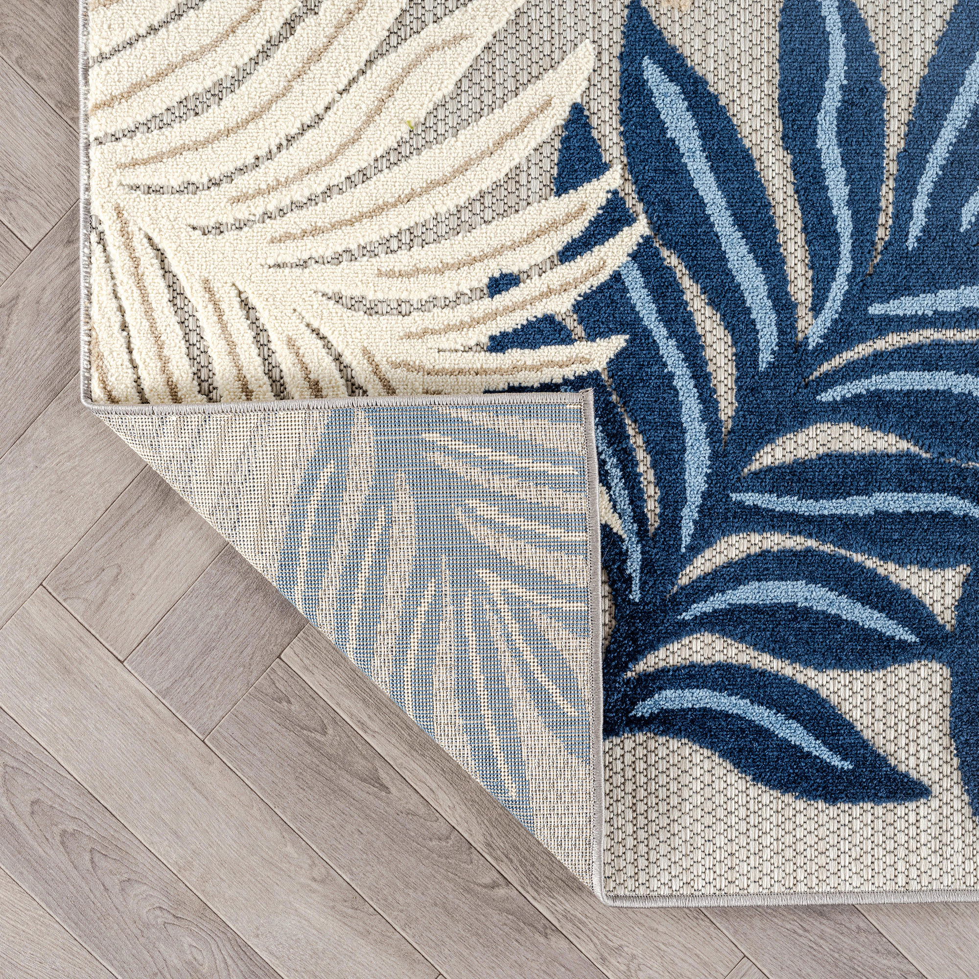 World Rug Gallery Indoor/Outdoor High-Low Textured Area Rug, Botanical, Easy-Clean Patio