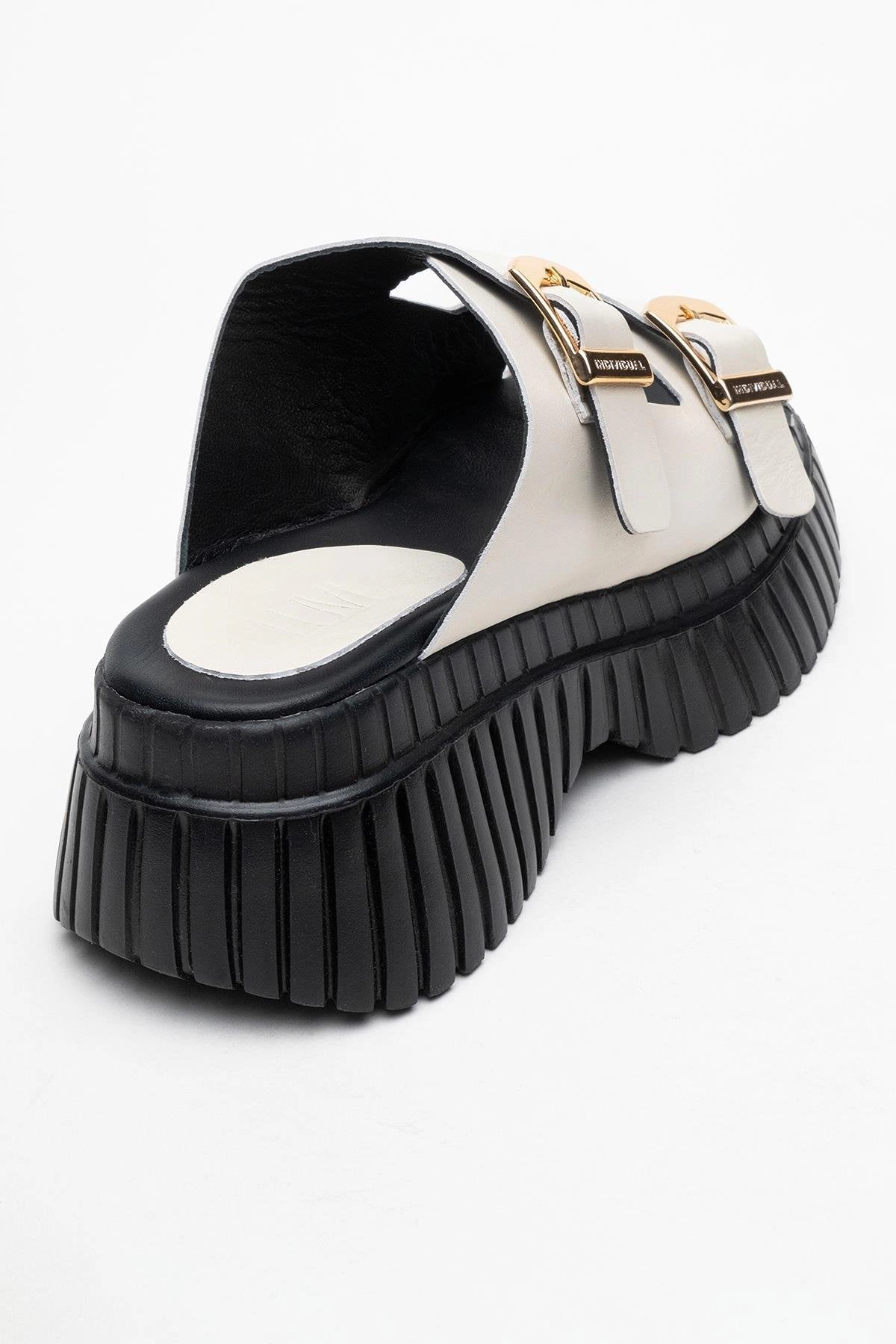 Forever & Always Womens Joanes Leather Two-Strap Platform Sandals