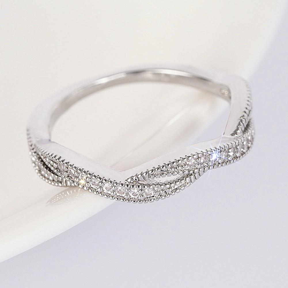 Wardrobe Whimsy Twisted Infinity Paved Cubic Zirconia Stacking Band Ring for Women
