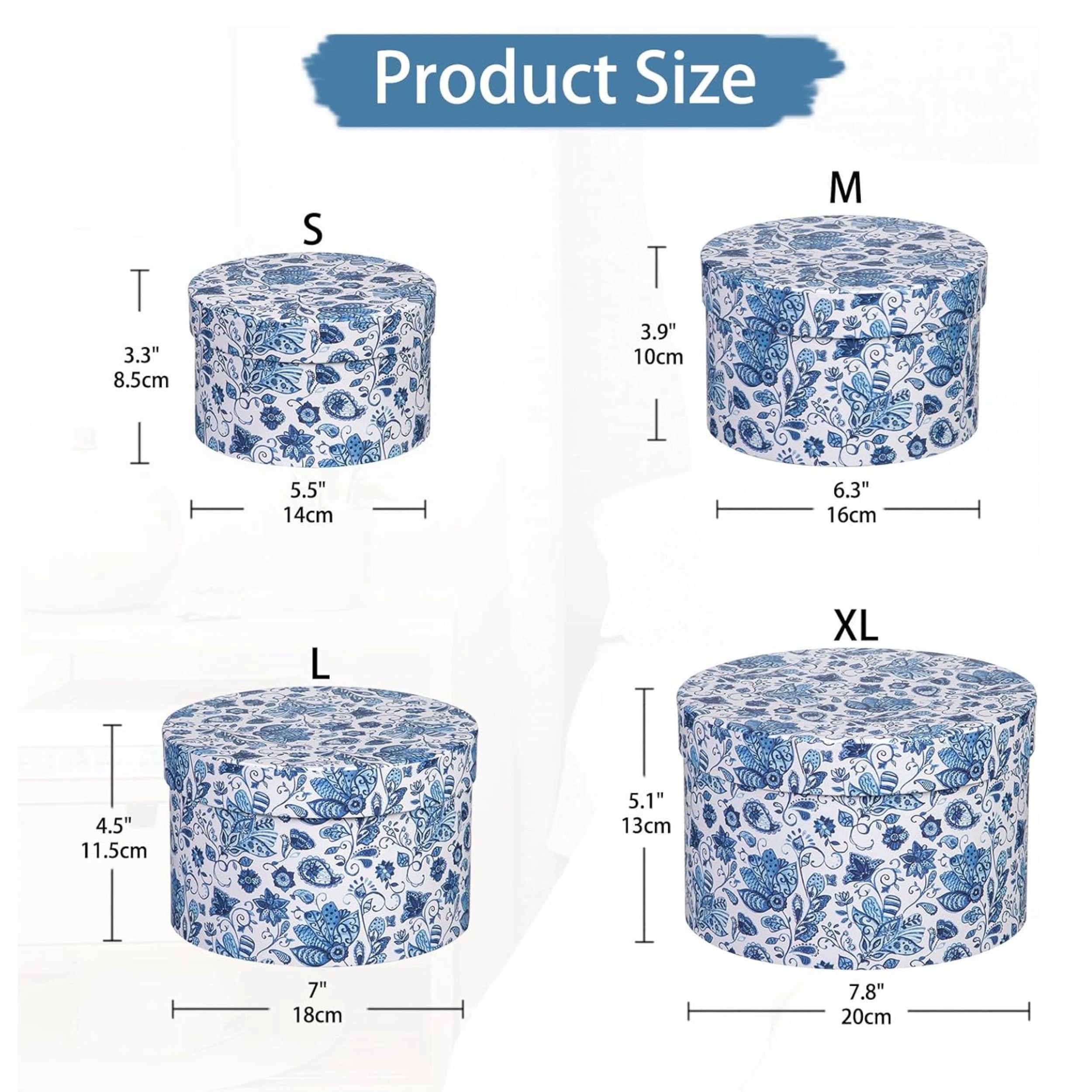 Stock Preferred Pack of 4 Round Gift Boxes with Lids Nesting Present for Gifts and Parties