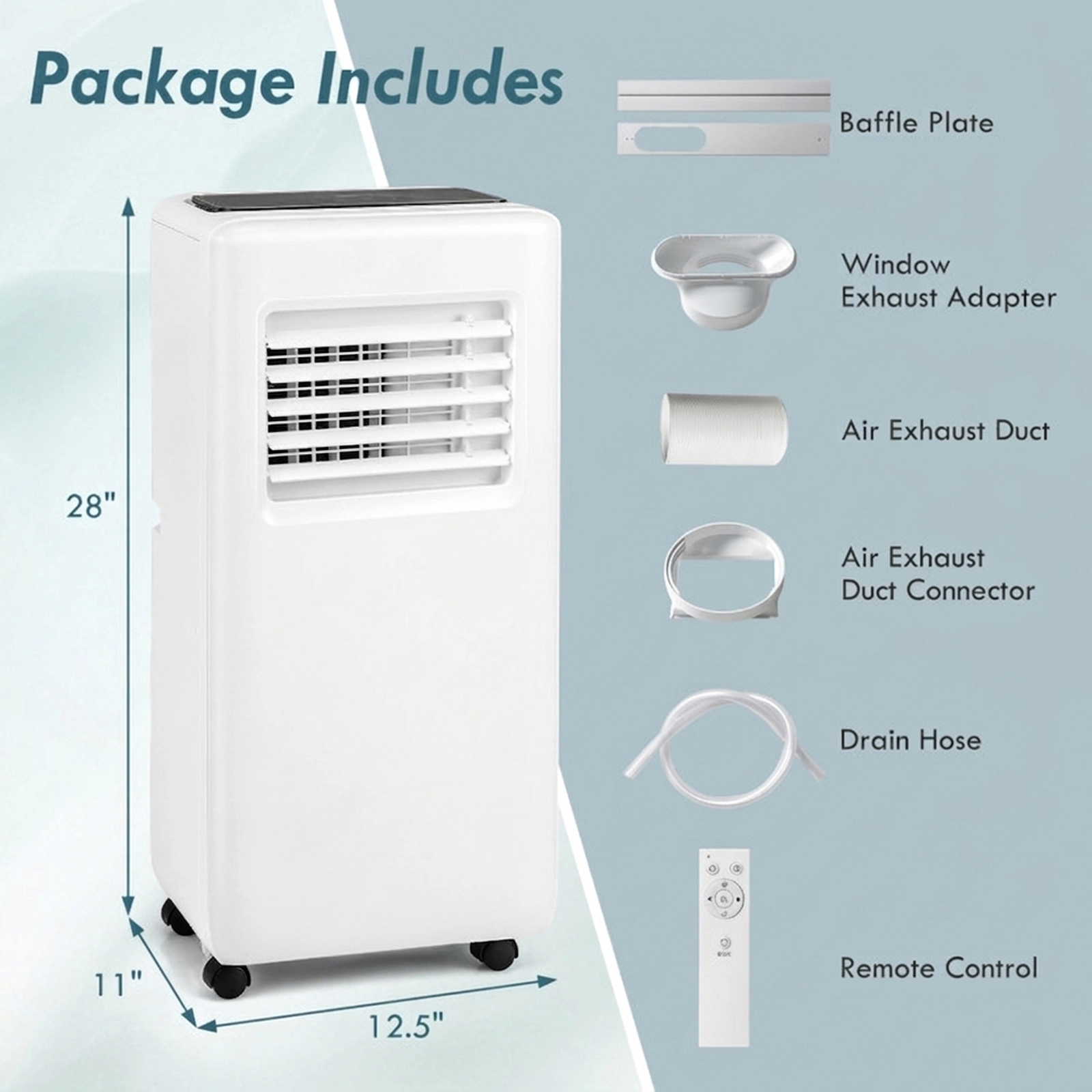 SUGIFT White 10000-BTU 3-in-1 Portable Air Conditioner with Dehumidifier and Remote 12.5-in W 11-in D 28-in H