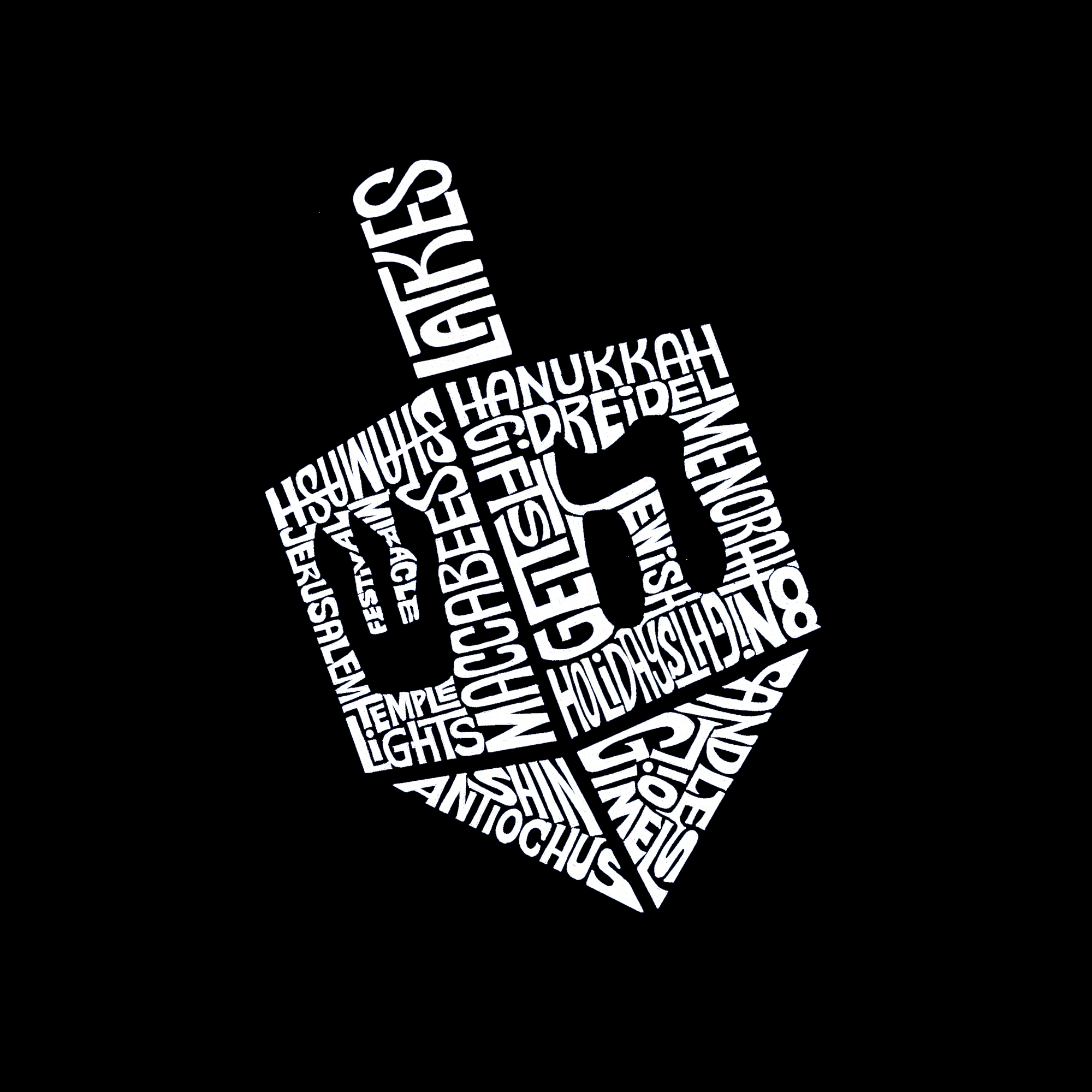 LA Pop Art Hanukkah Dreidel - Men's Word Hooded Sweatshirt