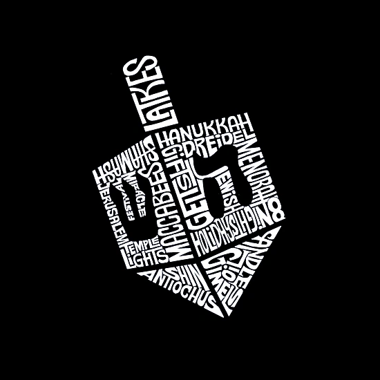 LA Pop Art Women's Word Art T-Shirt - Hanukkah Dreidel
