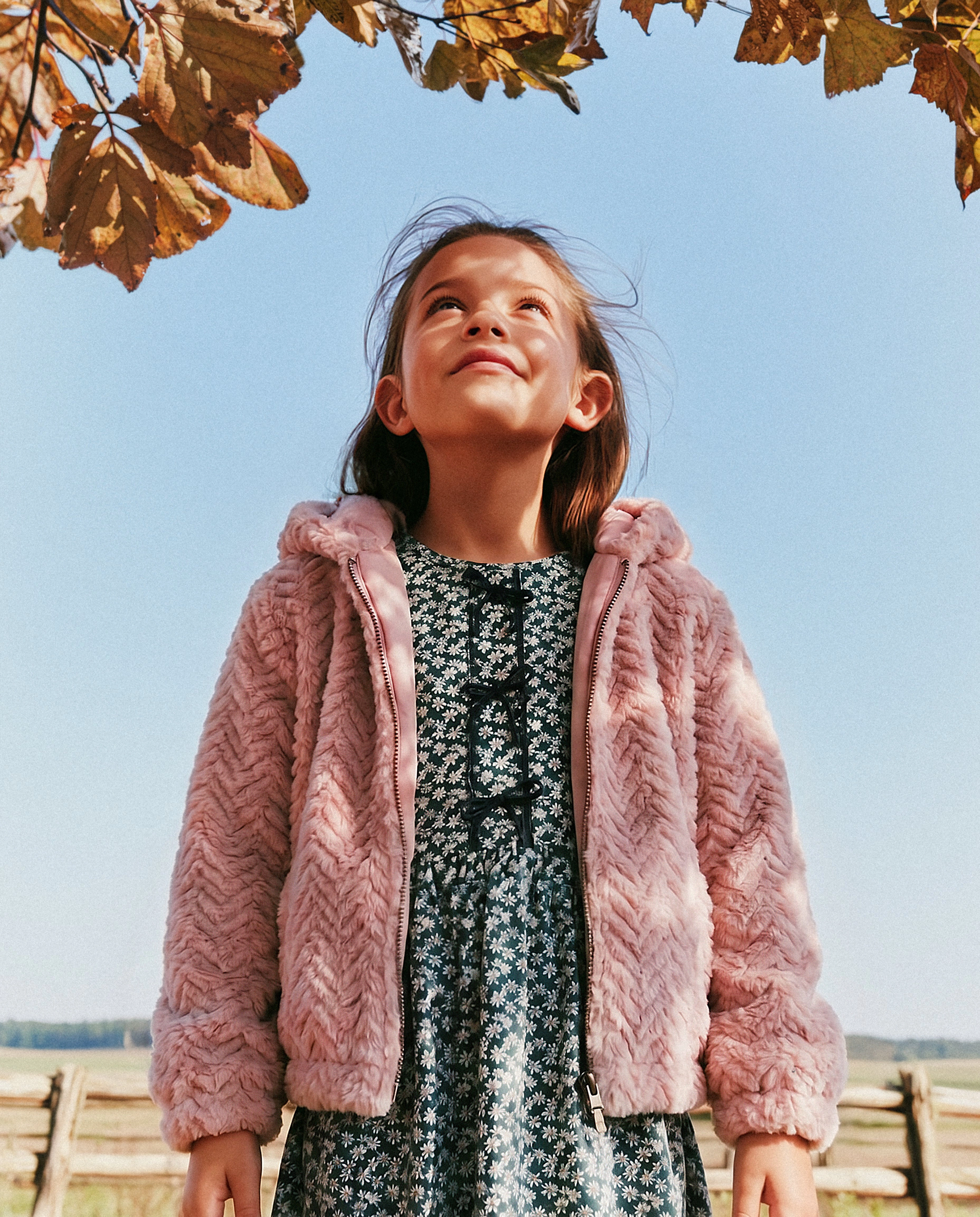 Deux par Girls Chevron Faux Fur Hooded Zip Cardigan