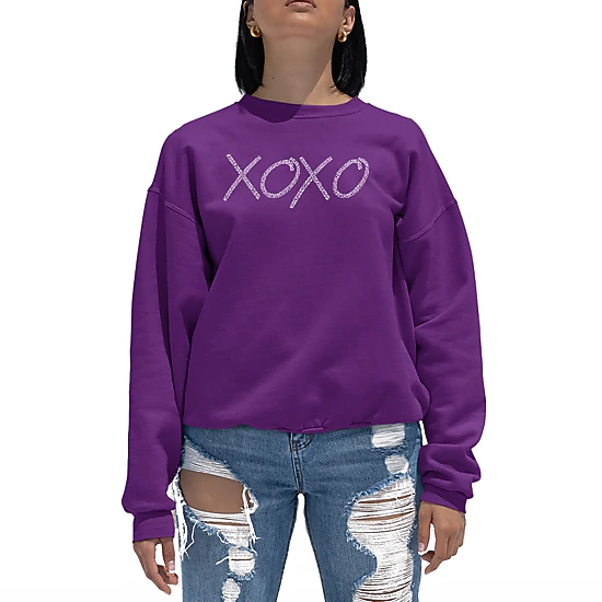 LA Pop Art Xoxo - Women's Word Art Crewneck Sweatshirt