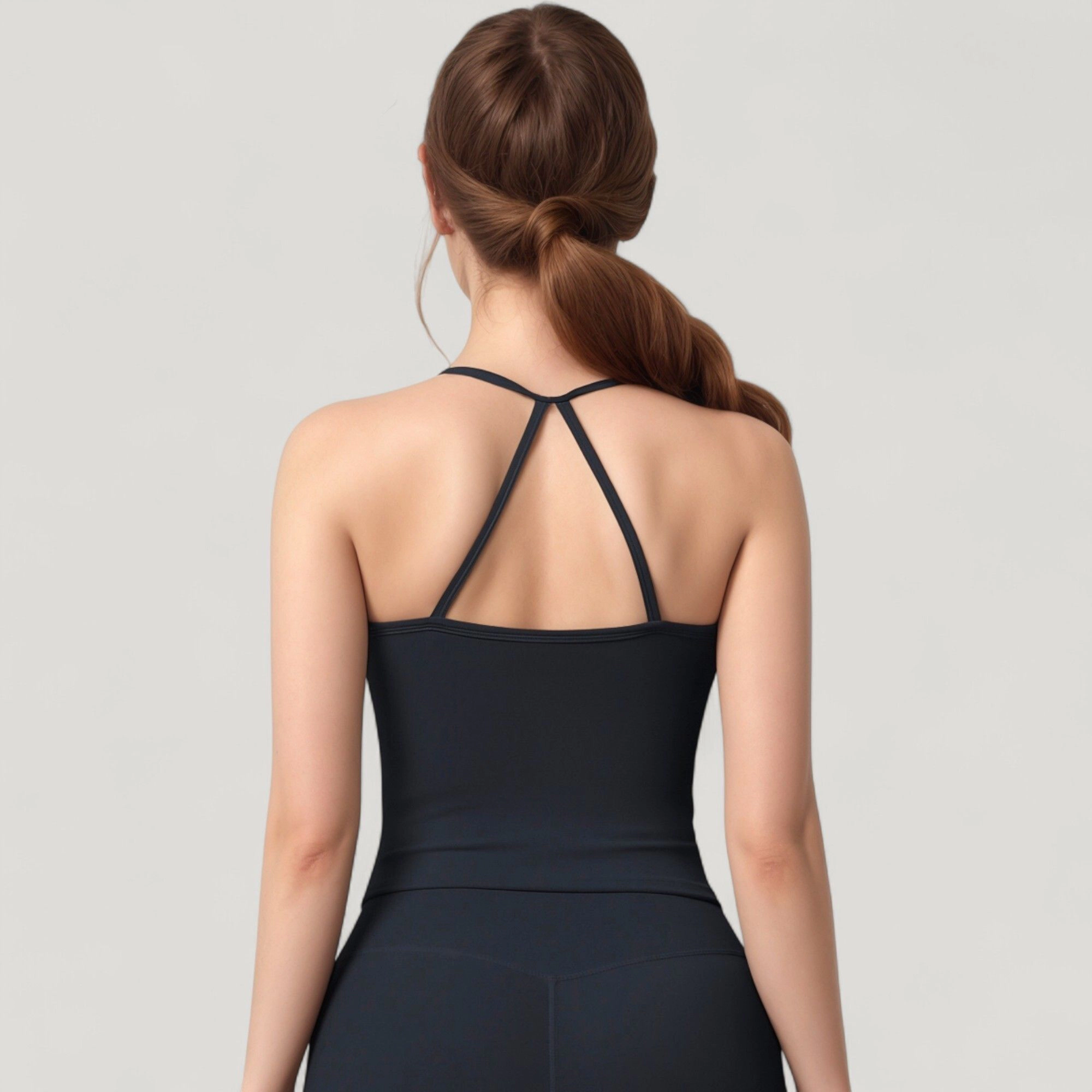 Anna-Kaci Women's Strappy Back Slim Fit Athletic Tank Top with Built-In Shelf Bra