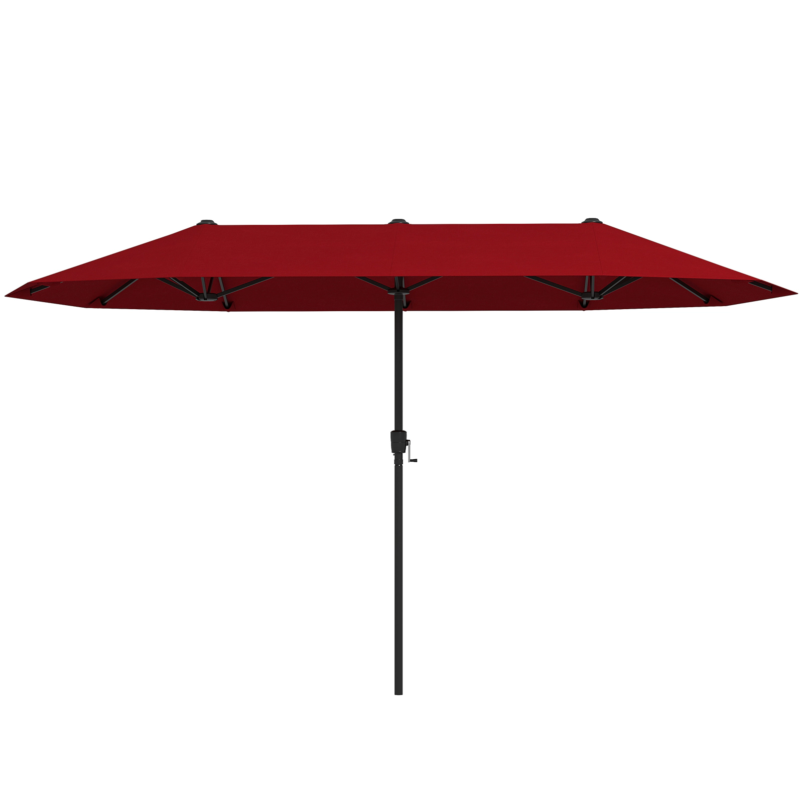 SUGIFT 13-ft Red Rectangular Double-Sided Market Patio Umbrella with Hand Crank and 12 Ribs for Yard