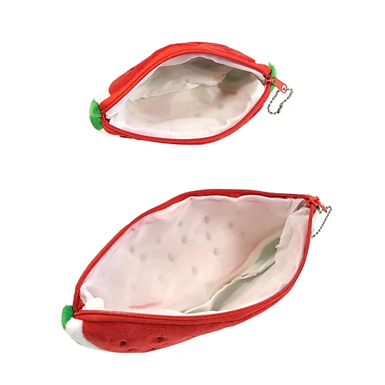 Wrapables Plush Fruit Pencil Pouch (Set of 2), Red Watermelon Coin Purse Pouches