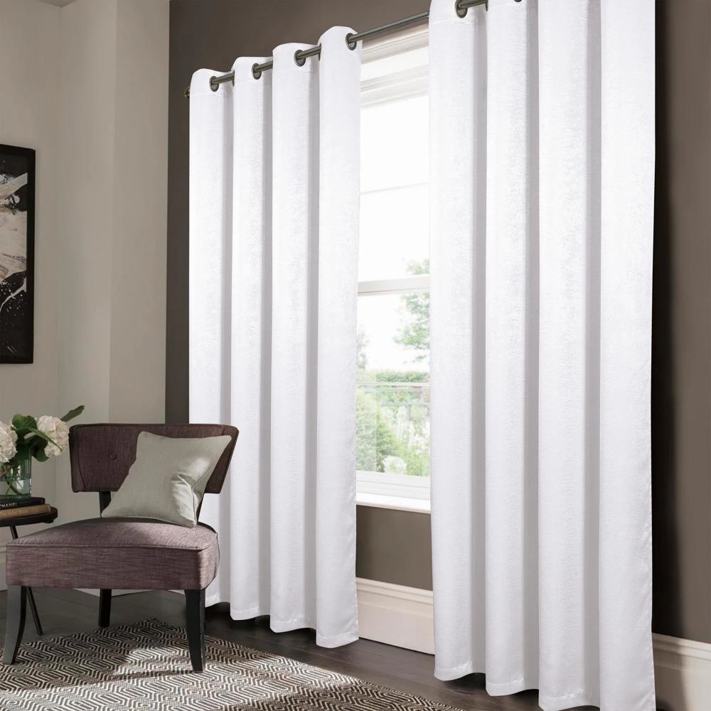 Oliva Gray Nora Embossed Blackout Grommet Panel - 52x90" White