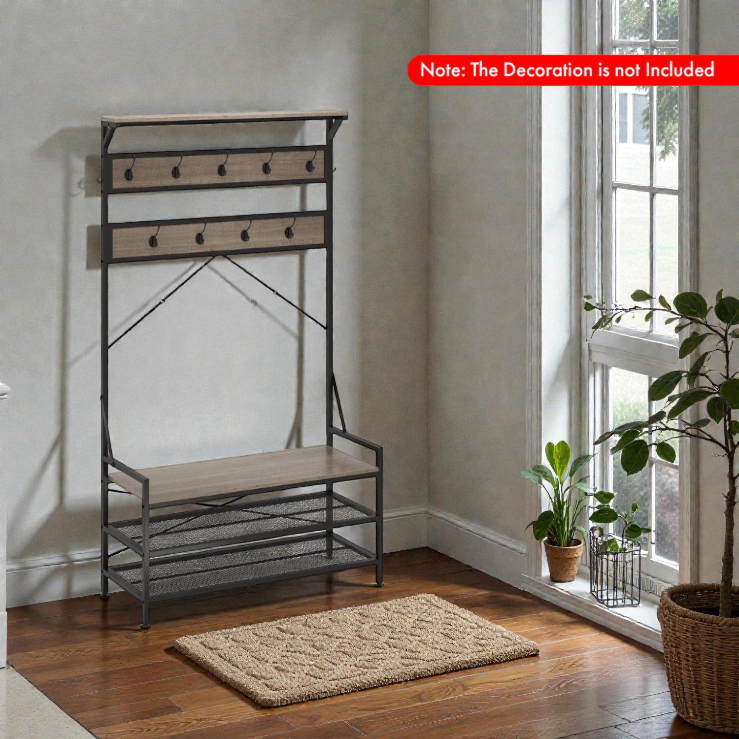 Hivvago Coat and Shoe Storage Hall Tree with 11 Hanging Hooks