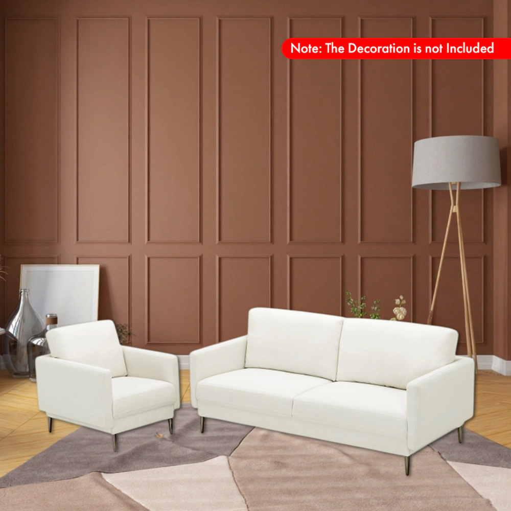 Hivvago Contemporary Upholstered Sofa with Sturdy Metal Legs and Plush Back Cushions