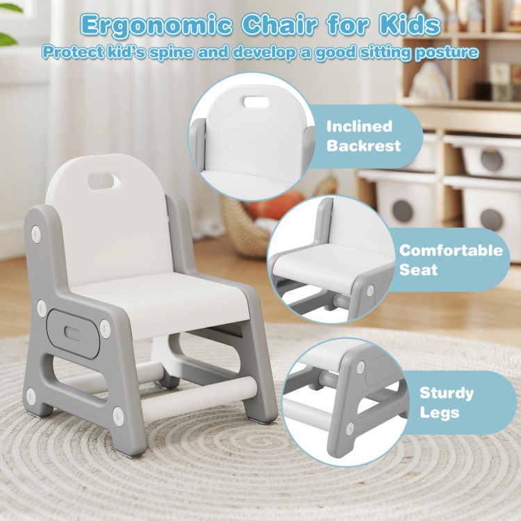 Hivvago Height Adjustable Kids Table And Chair Set With Tiltable Whiteboard And Concave Shelf