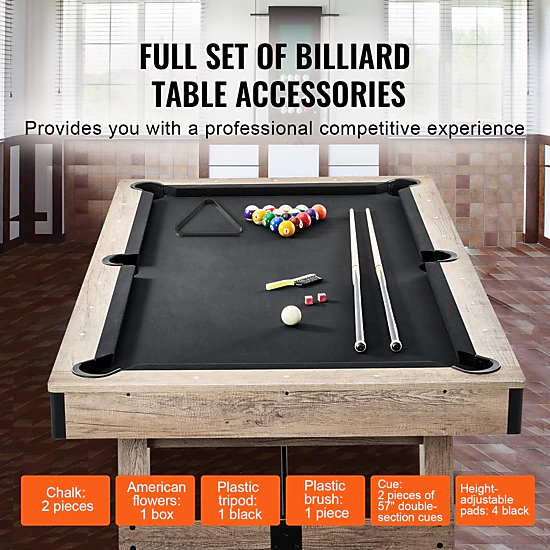 HONGGE Billiards Table Pool Table Set Includes with Cloth for Family Game Room