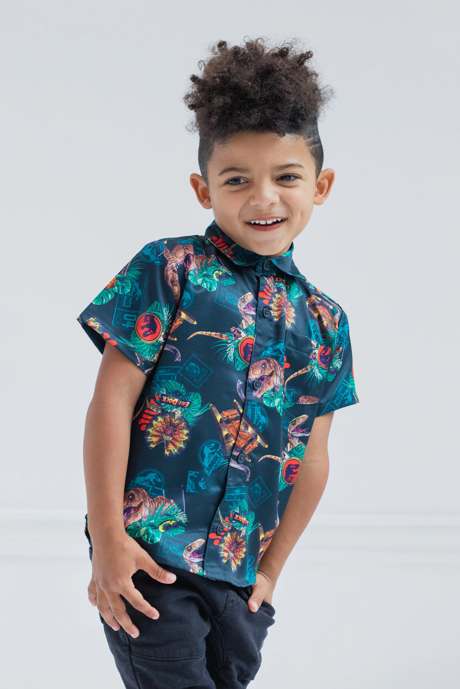 Jurassic World Park T-Rex Matching Family Hawaiian Short Sleeve Button Down Shirt