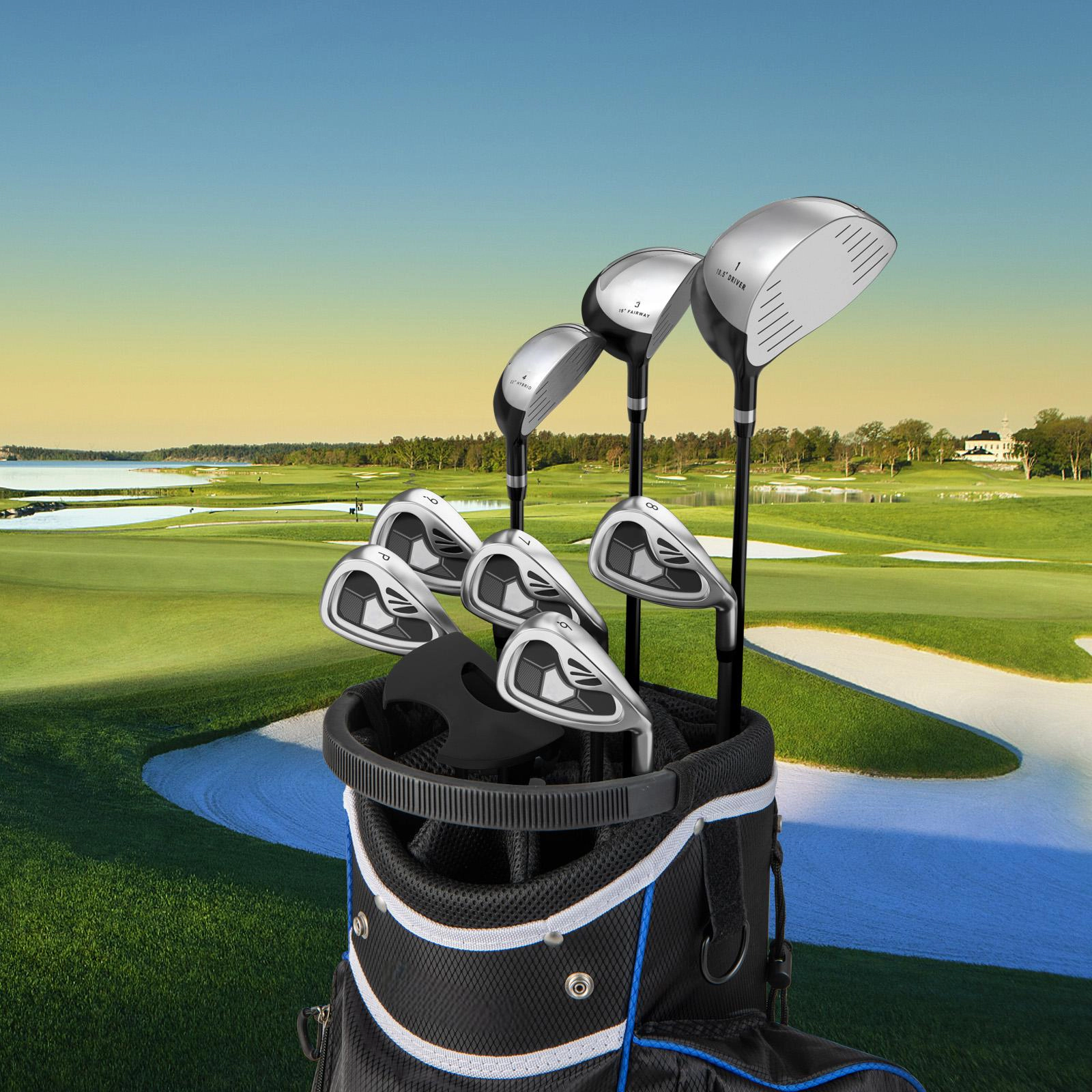 SUGIFT 9-Piece Complete Men’s Golf Club Set with Lightweight Carbon Shafts and Soft TPR Grips Gray/Navy