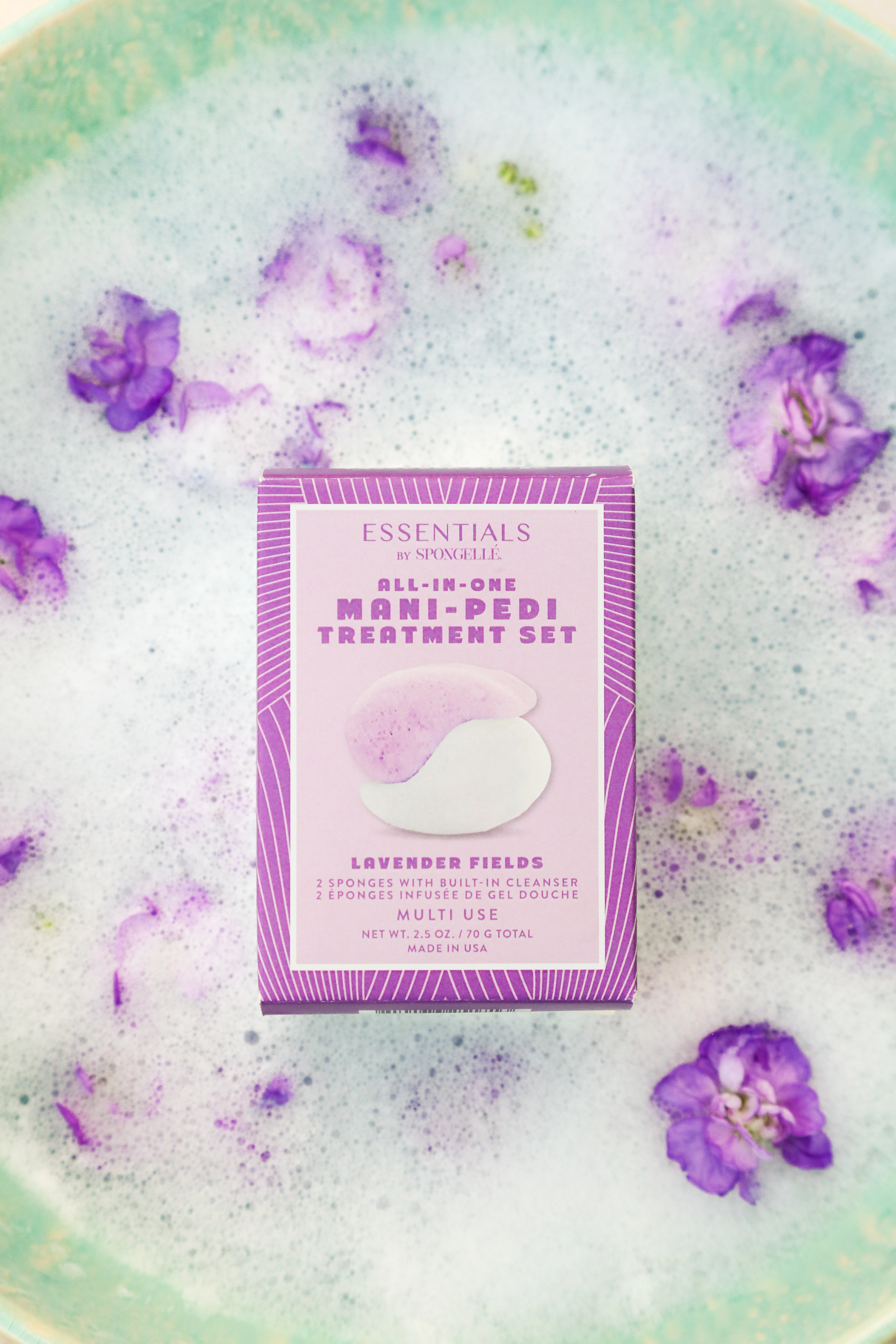 ESSENTIALS BY SPONGELLE- MANI/PEDI BUFFER SET- LAVENDER FIELDS