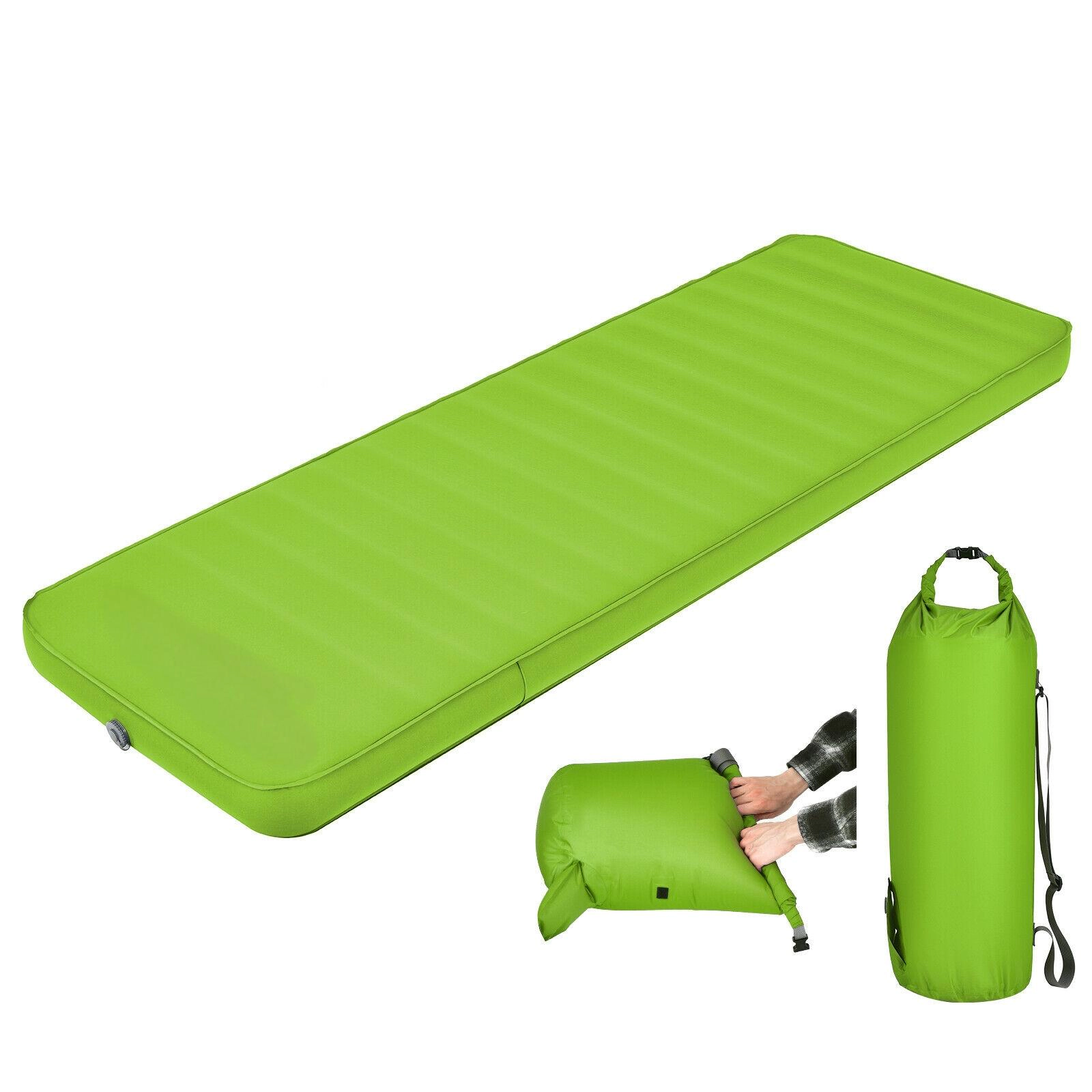 SUGIFT Green 81-in 330-lb Self-Inflating Camping Sleeping Pad 4-in Thick Foam Camp Mat with Carry Bag
