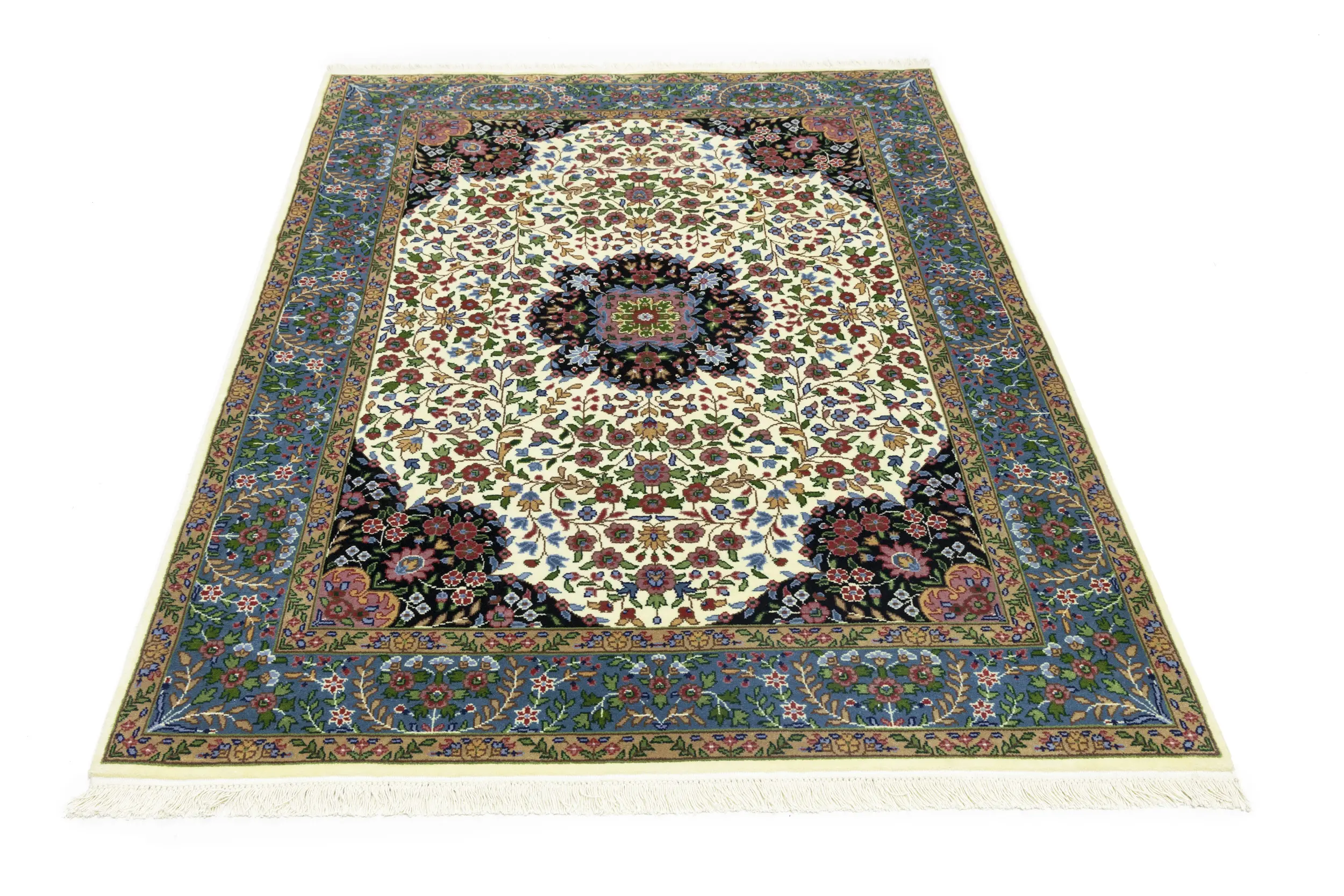 Magic Rugs 5'0 X 6'10 Hand Knotted Cream Kirman Floral Oriental Wool Rug