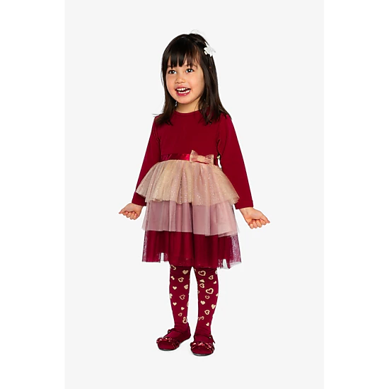 Deux par Deux Girls Bi-Material Dress with Glittering Skirt