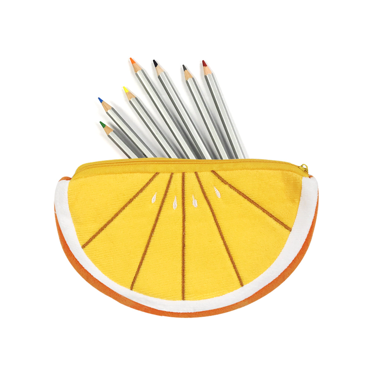 Wrapables Plush Fruit Pencil Pouch (Set of 2), Orange Coin Purse Pouches